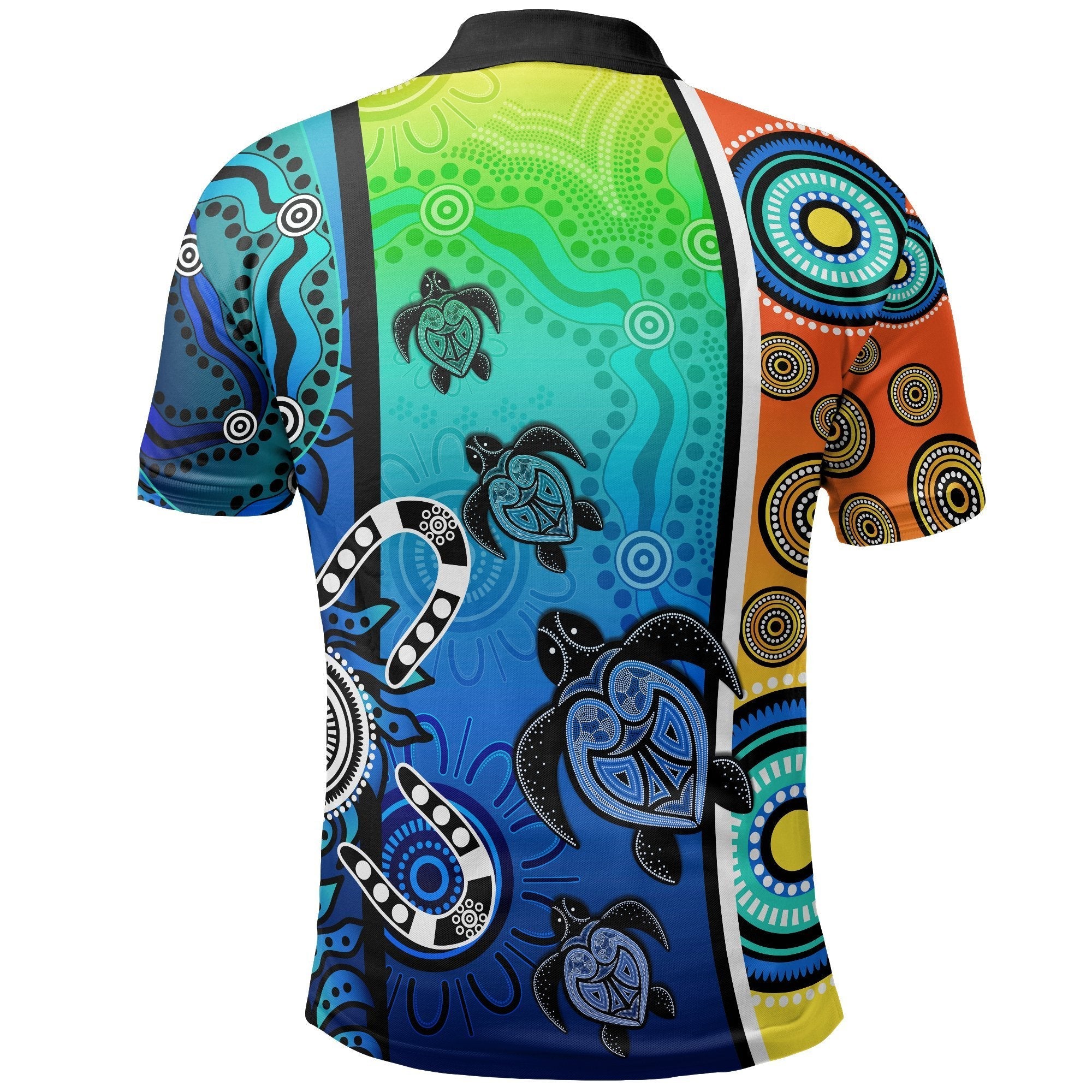 Aboriginal Polo Shirts - Indigenous Turtle Dot Painting Art - Vibe Hoodie Shop