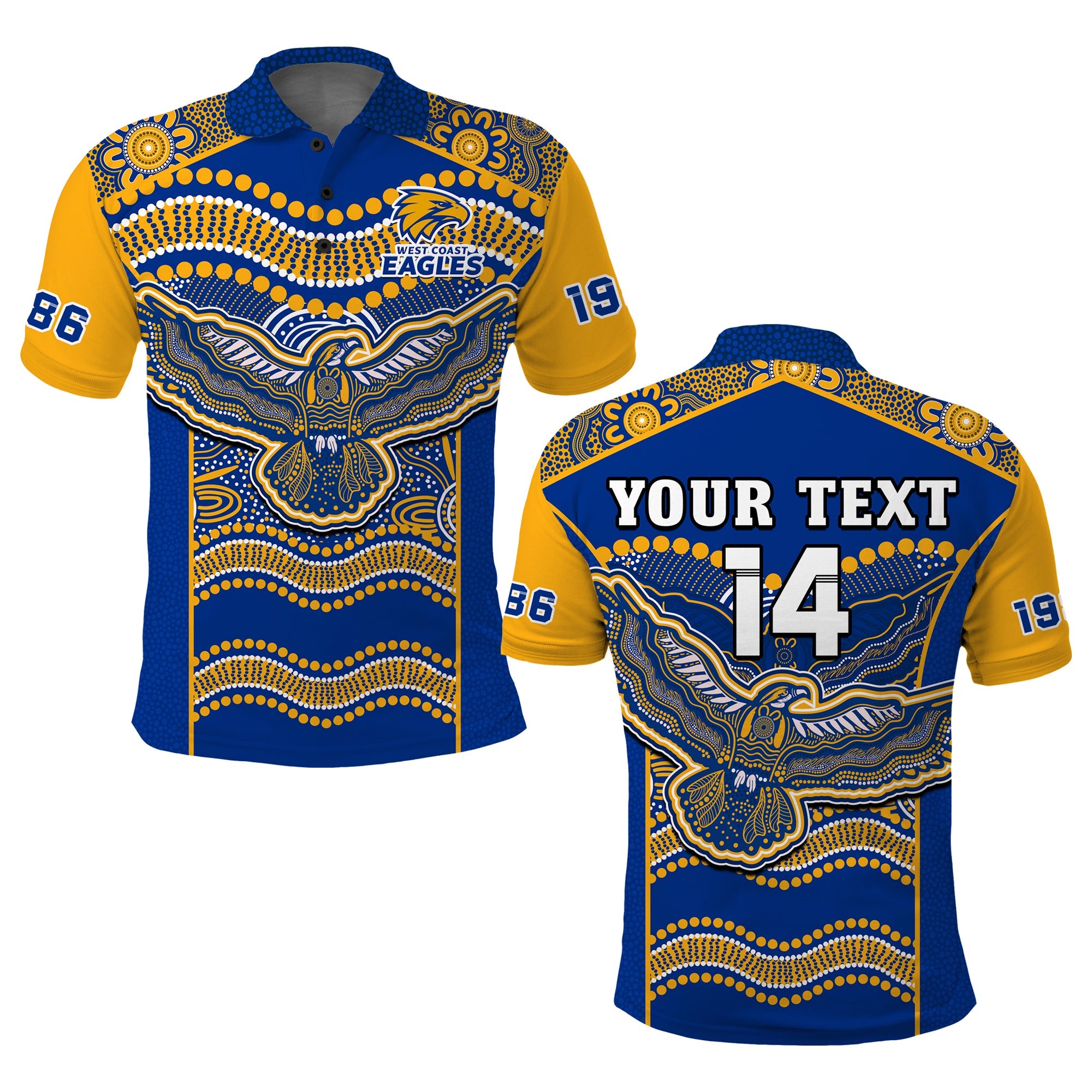 (Custom Text And Number) Eagles Football Polo Shirt West Coast 1986 Aboriginal Sporty Style - Vibe Hoodie Shop