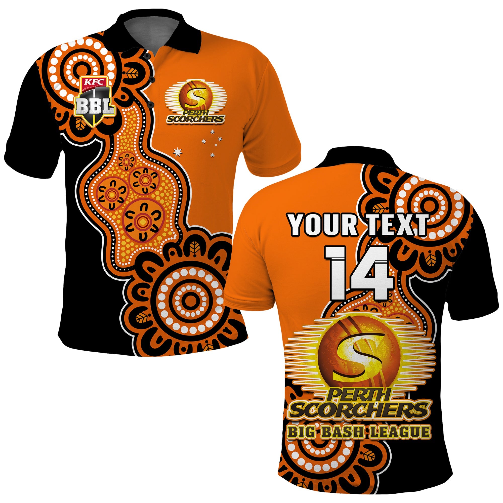 (Custom Text And Number) Perth Scorchers Cricket Polo Shirt We Are The Champions Aboriginal - Vibe Hoodie Shop