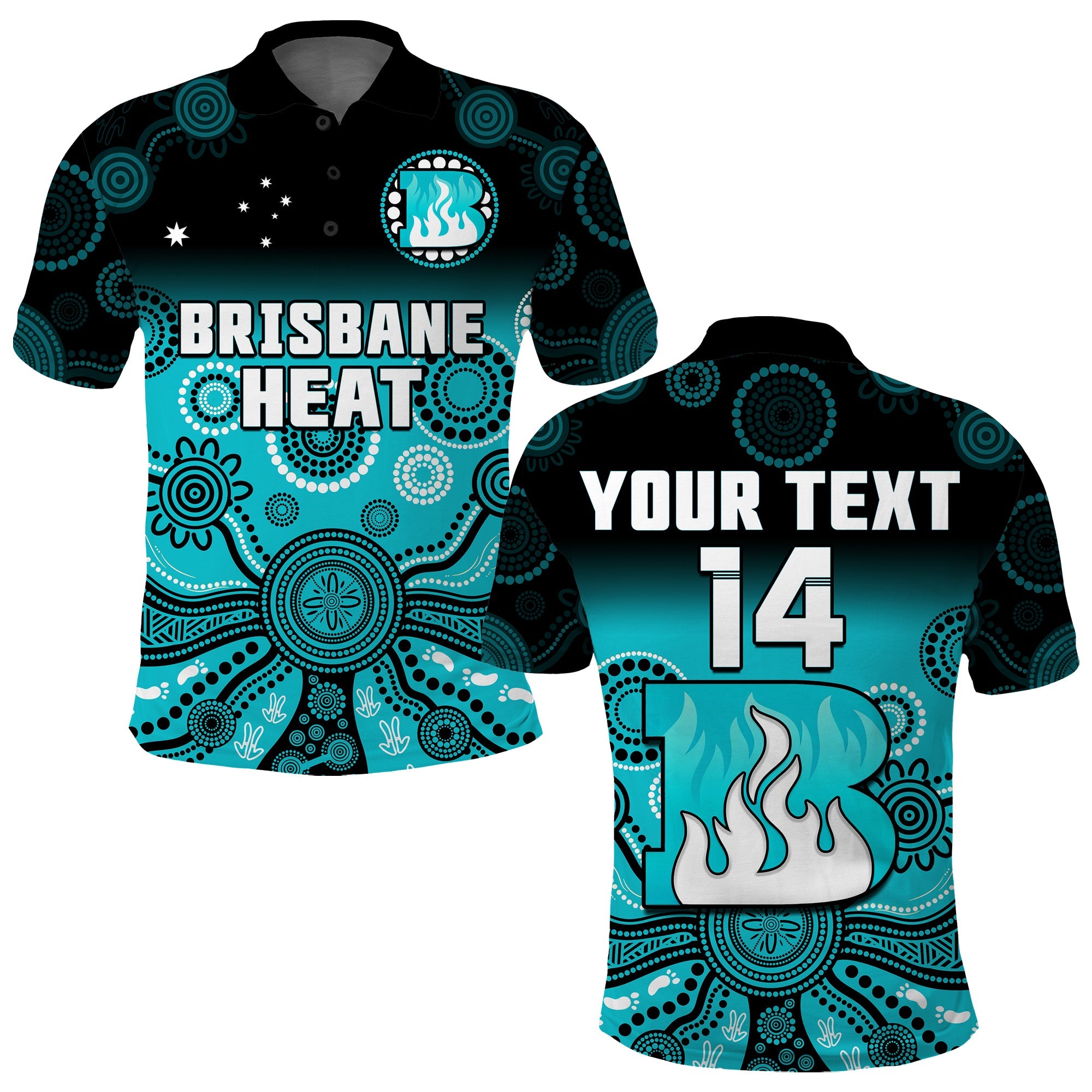 (Custom Text And Number) Brisbane Heat Polo Shirt Gradient Aboriginal Dot Painting - Vibe Hoodie Shop