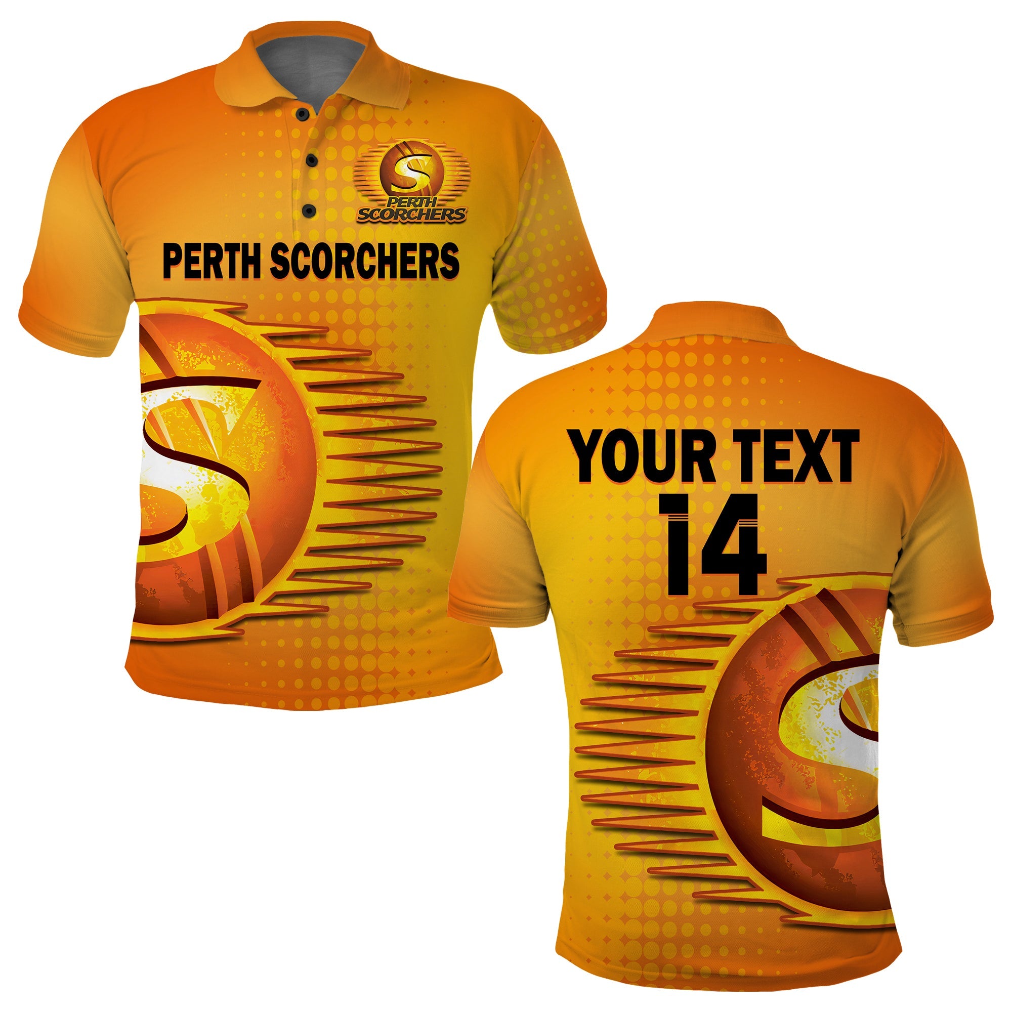 (Custom Text And Number) Perth Scorchers Cricket 2023 Polo Shirt Simple Style - Vibe Hoodie Shop