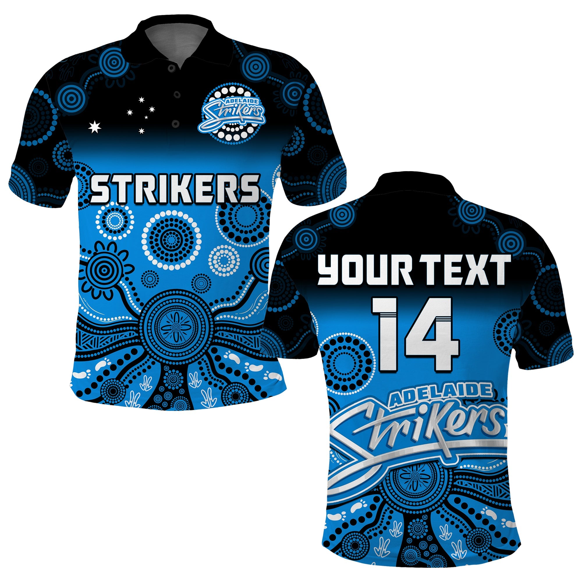 (Custom Text And Number) Adelaide Strikers Polo Shirt Gradient Aboriginal Dot Painting - Vibe Hoodie Shop