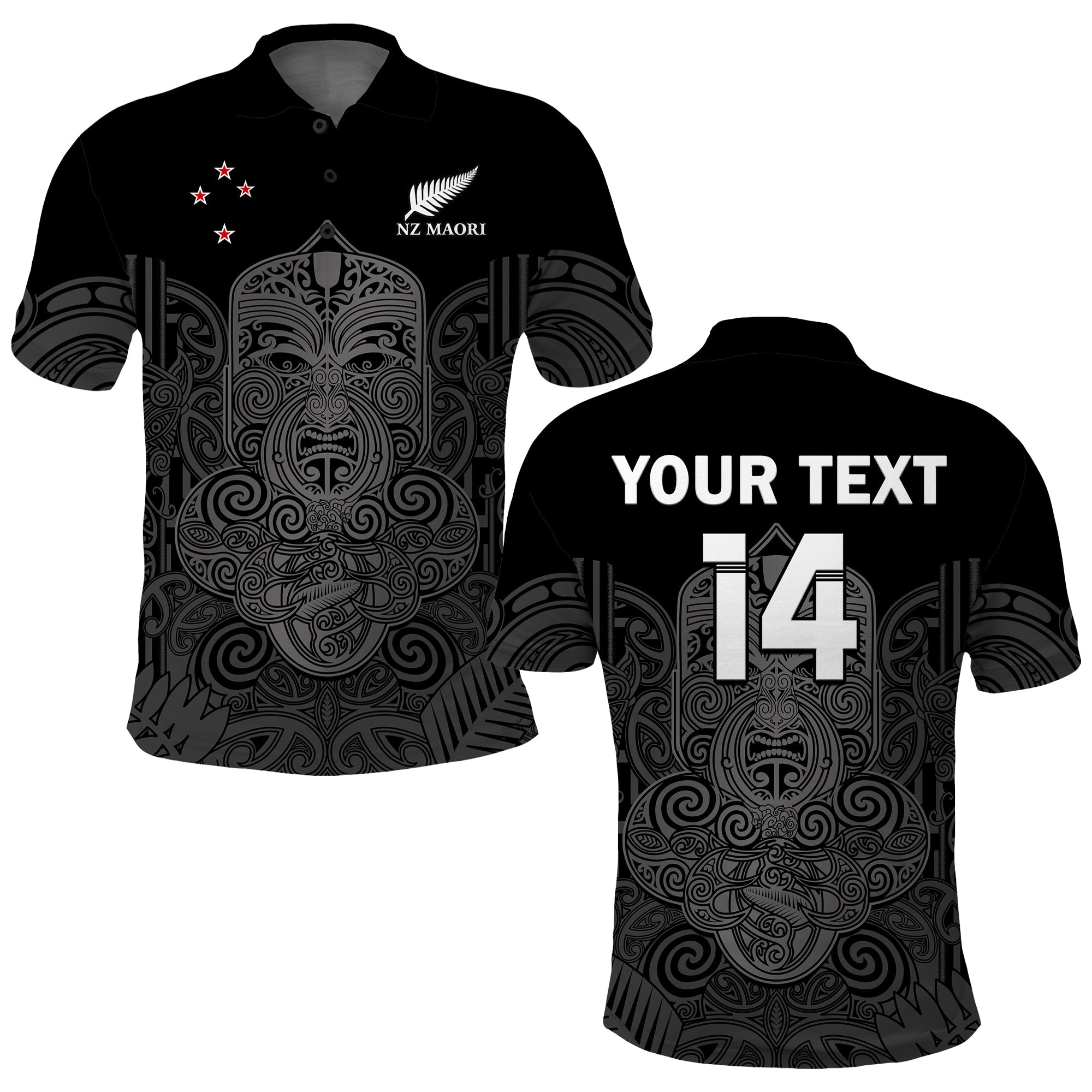 (Custom Text And Number) New Zealand Tiki Rugby Polo Shirt NZ Maori Koru Pattern Ver.01 - Vibe Hoodie Shop