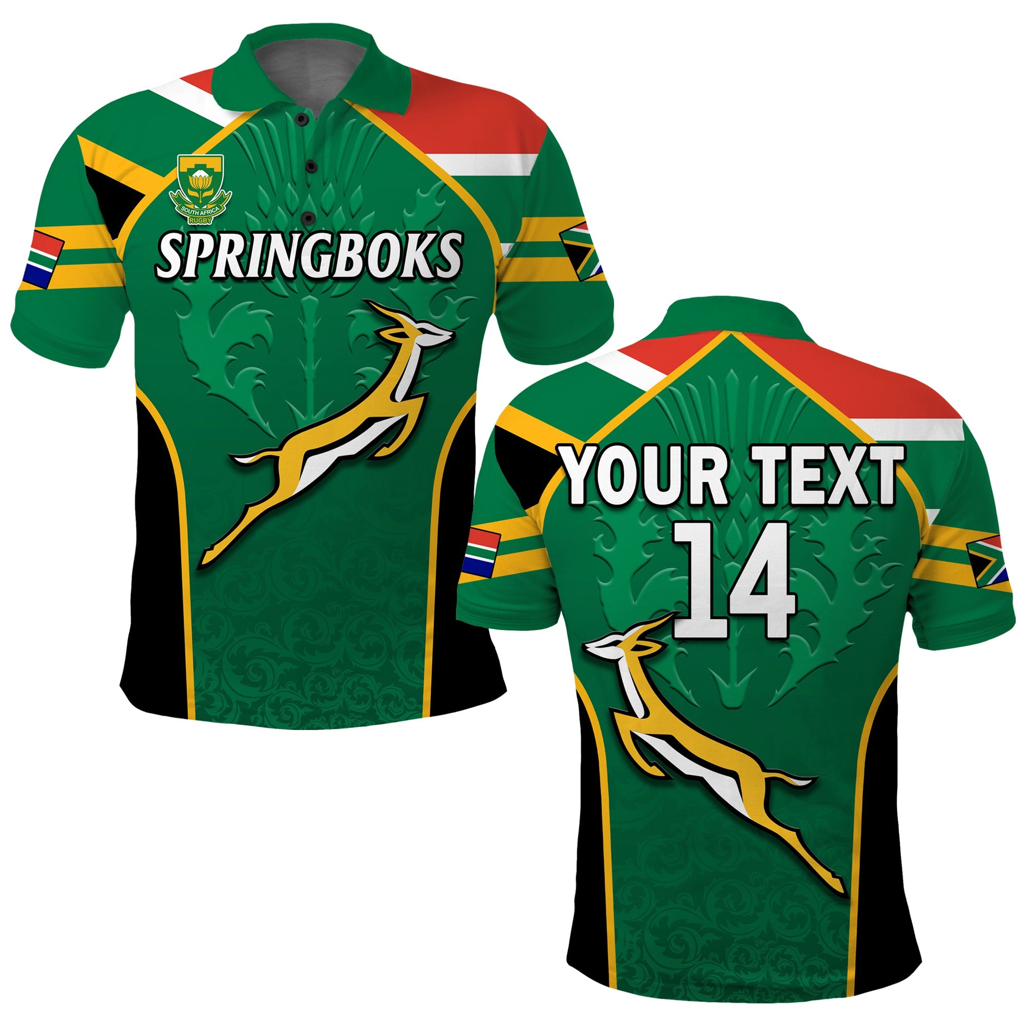 (Custom Text And Number) South Africa Rugby Polo Shirt Springboks 2022 Sporty Style Go Amabokoboko - Vibe Hoodie Shop