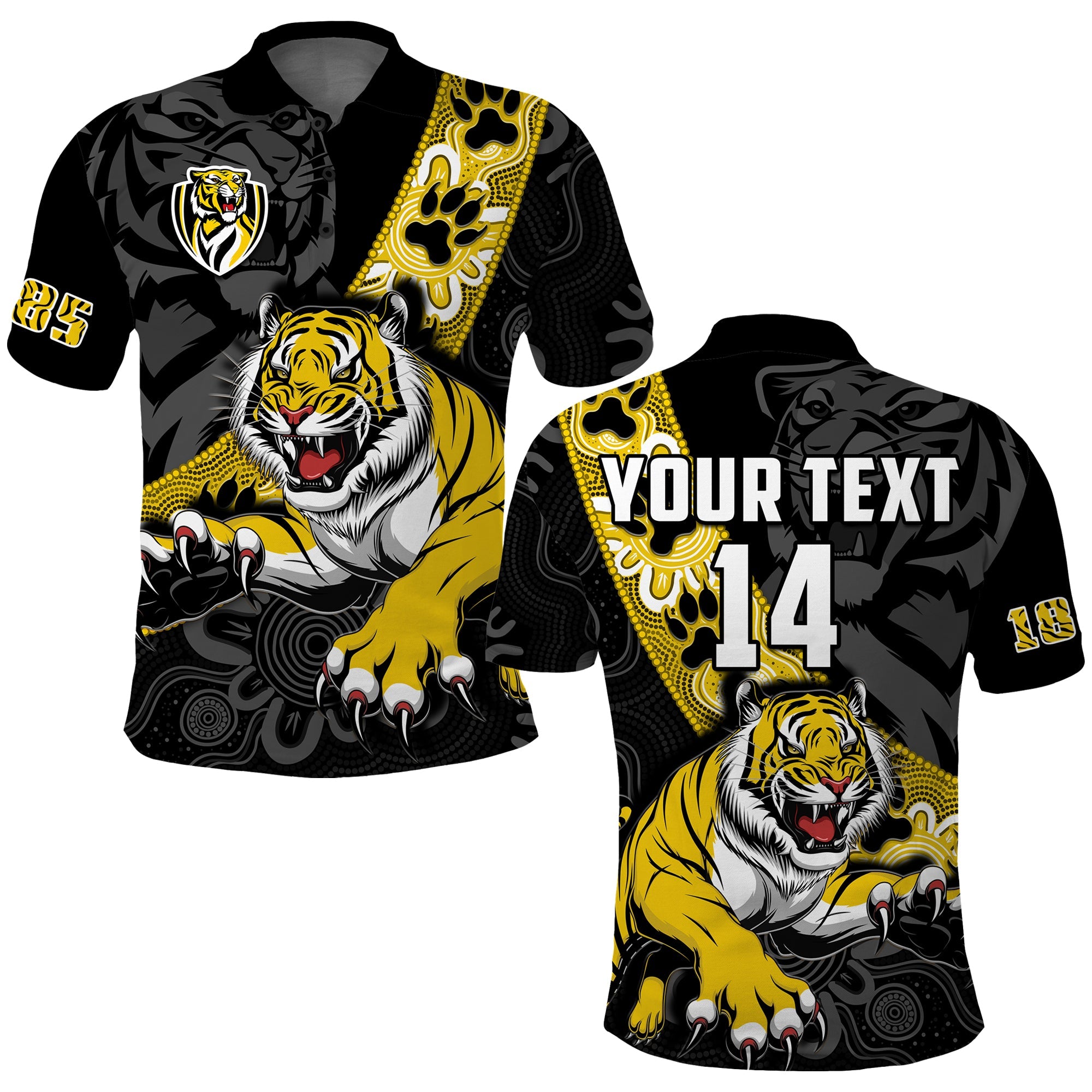 (Custom Text And Number) Richmond Football Polo Shirt Tigers 1885 Indigenous Basic Style - Vibe Hoodie Shop