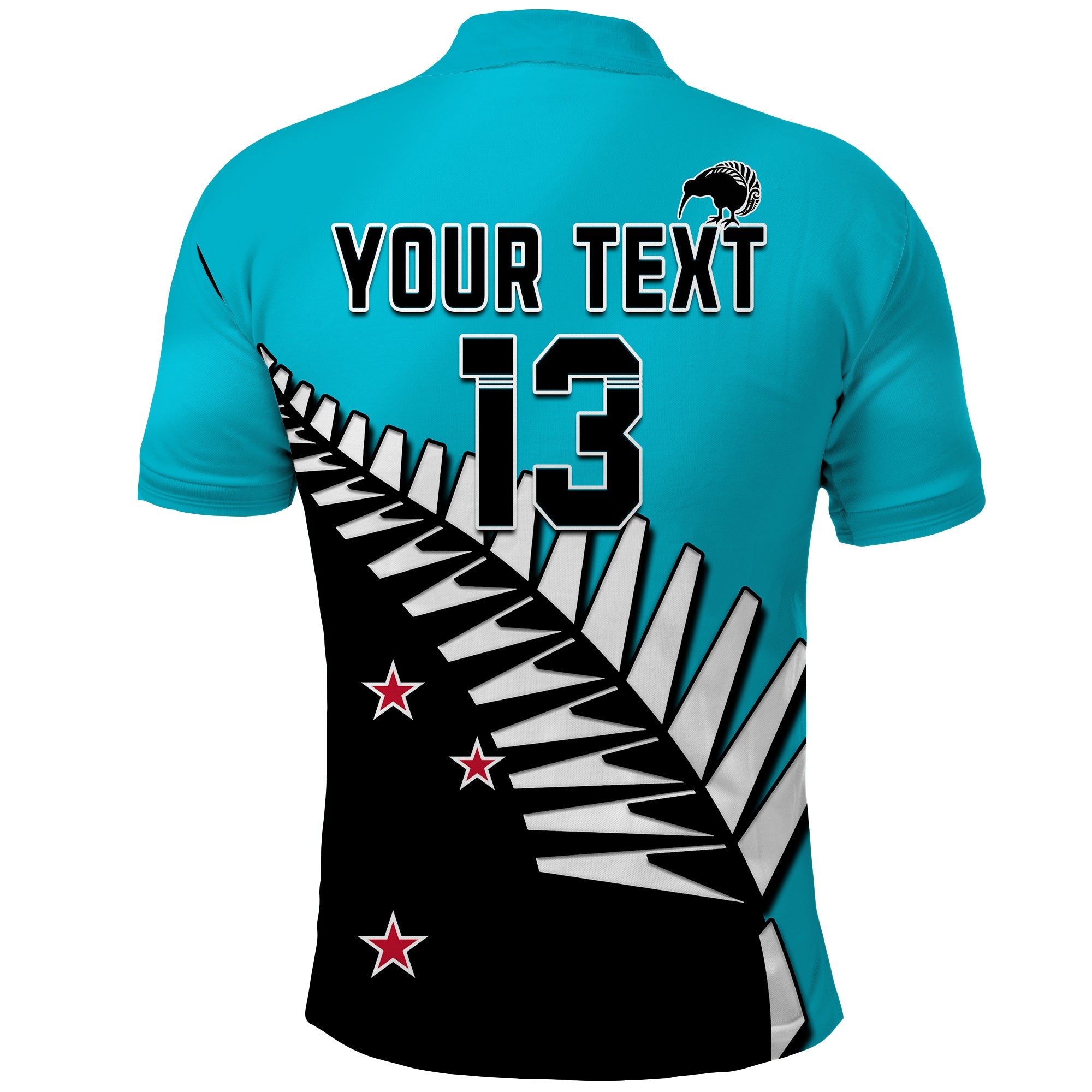 (Custom Text and Number) New Zealand Cricket Polo Shirt Go Black Cap Champions Blue Vibe - Vibe Hoodie Shop