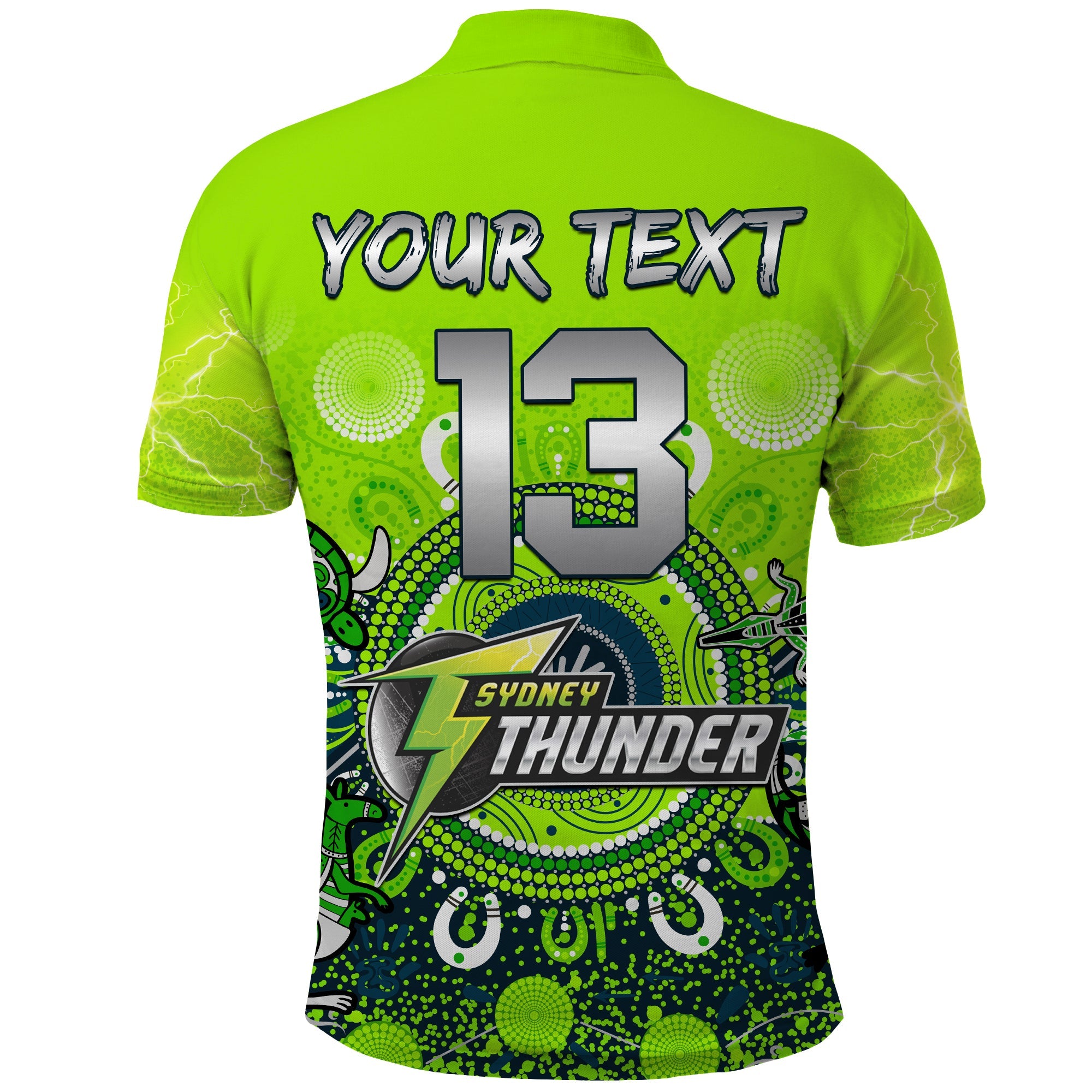 (Custom Text and Number) Sydney Thunder Polo Shirt Cricket Aboriginal - Vibe Hoodie Shop