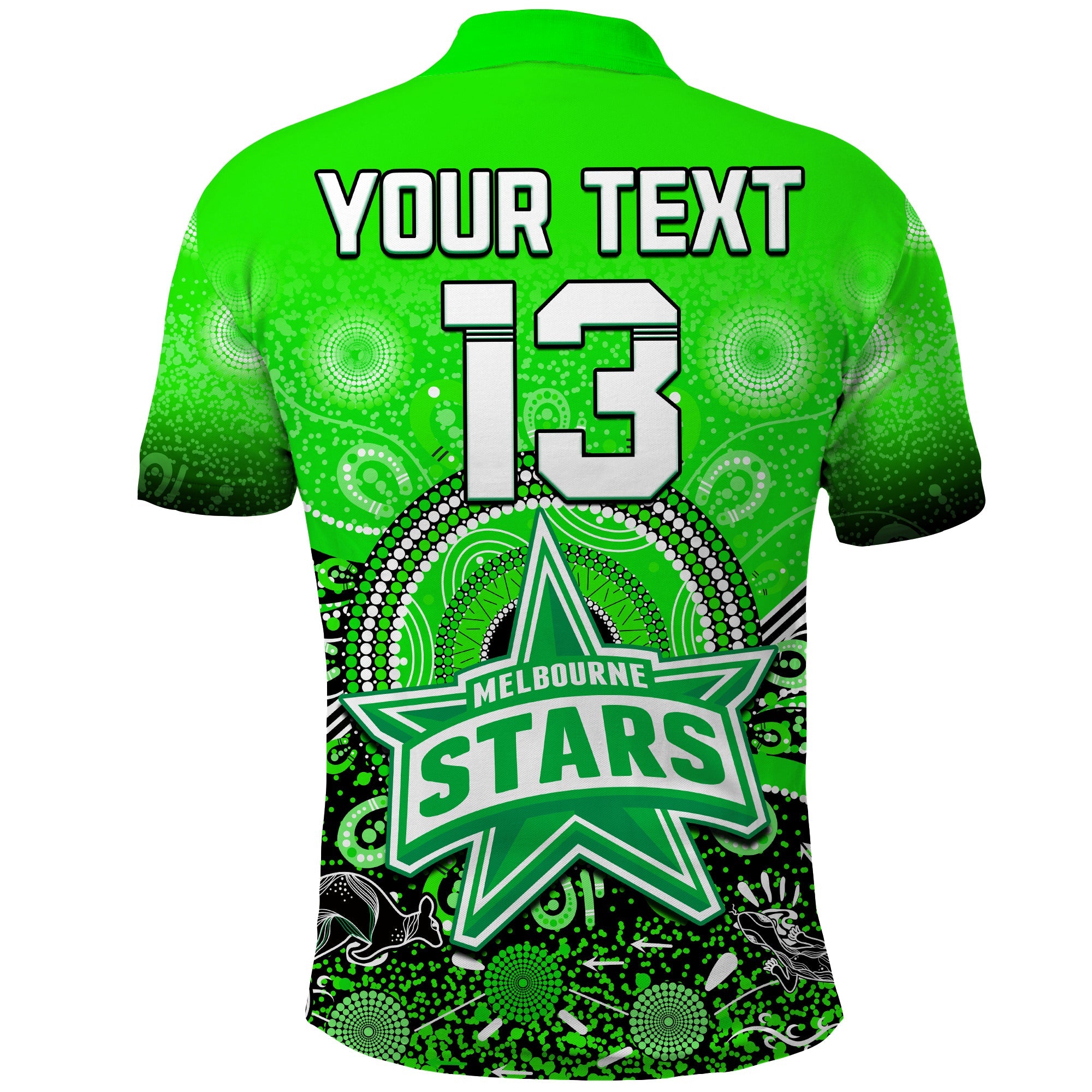 (Custom Text and Number) Melbourne Stars Polo Shirt Cricket Aboriginal - Vibe Hoodie Shop