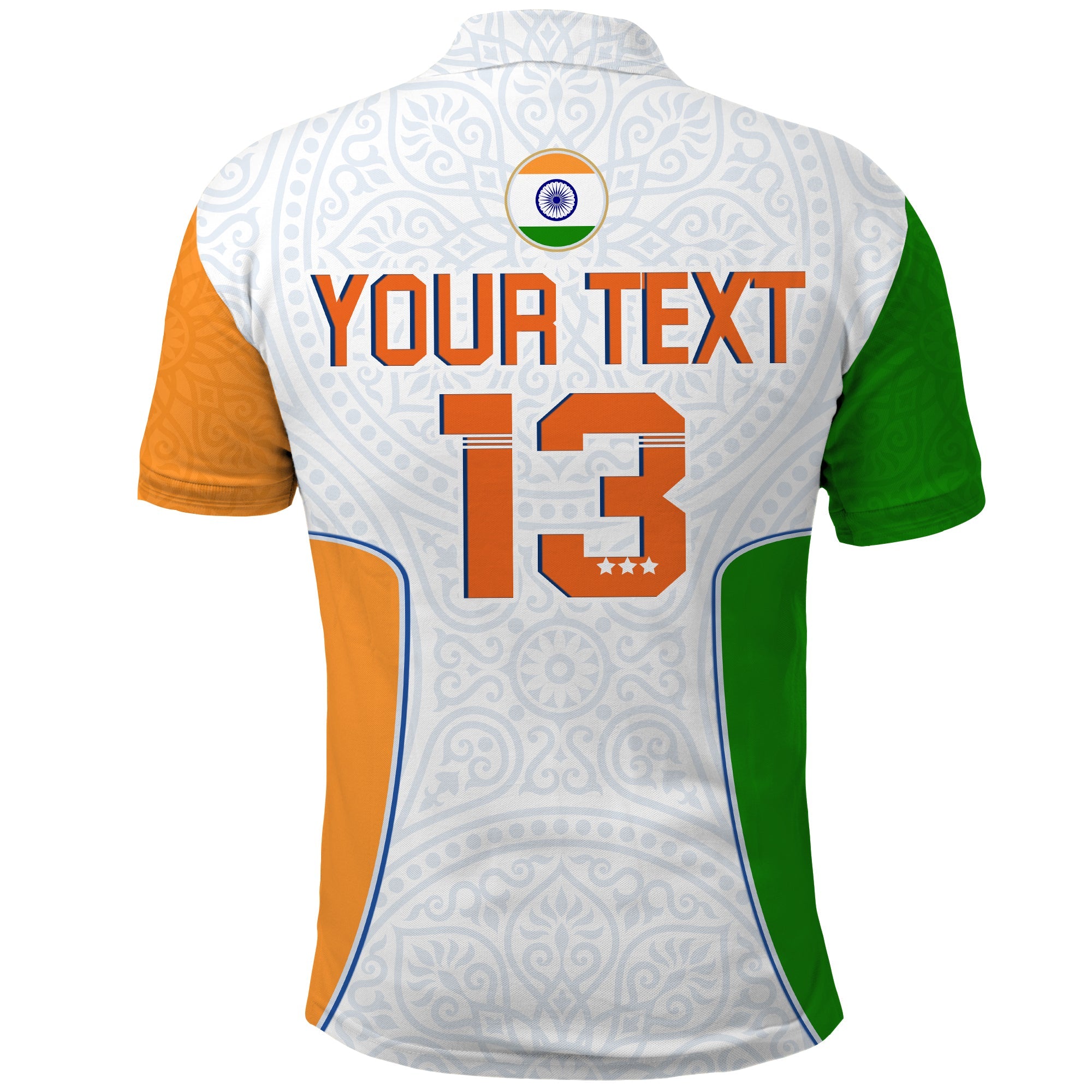 (Custom Text and Number) India Cricket Polo Shirt Champions Indian Sun Pattern Style Flag - Vibe Hoodie Shop