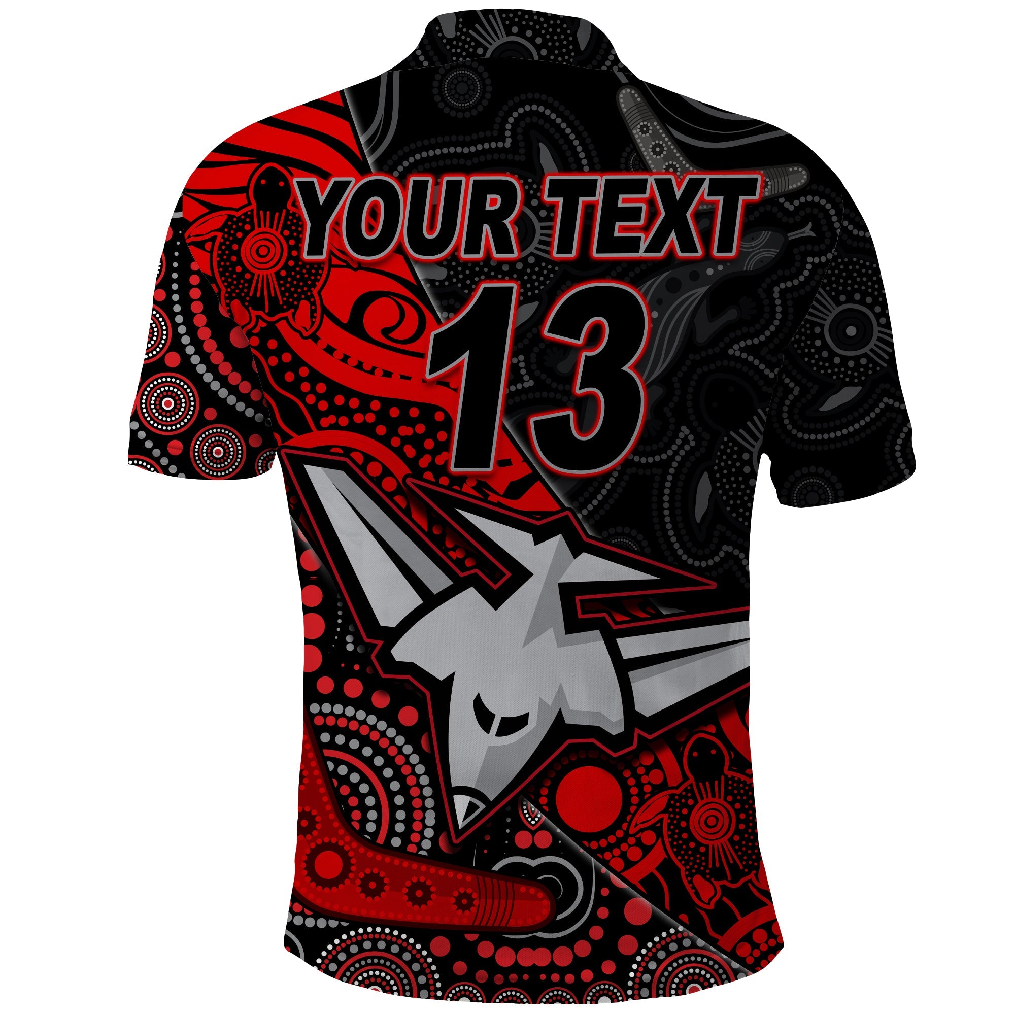 (Custom Text and Number) Bombers Football Polo Shirt Essendon Aboriginal - Vibe Hoodie Shop