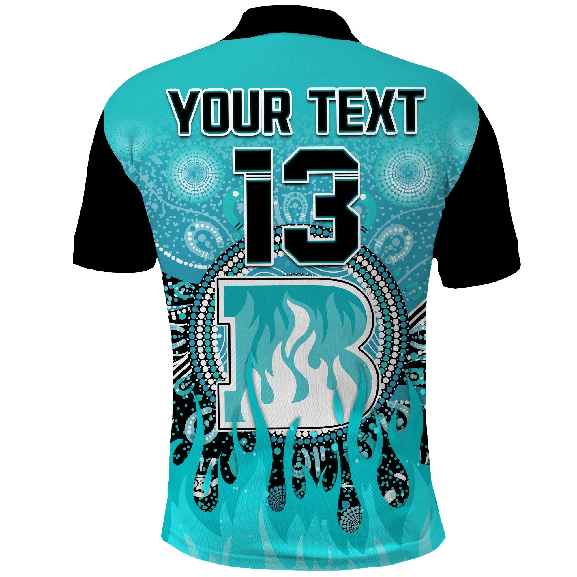 (Custom Text and Number) Brisbane Heat Polo Shirt Aboriginal Dot Fire Australia Cricket - Vibe Hoodie Shop