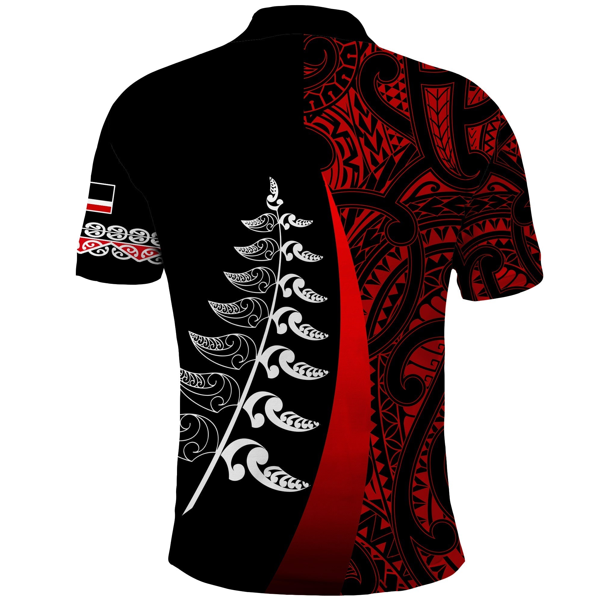 Waitangi Day Polo Shirt Maori Mix Fern Style Red - Vibe Hoodie Shop