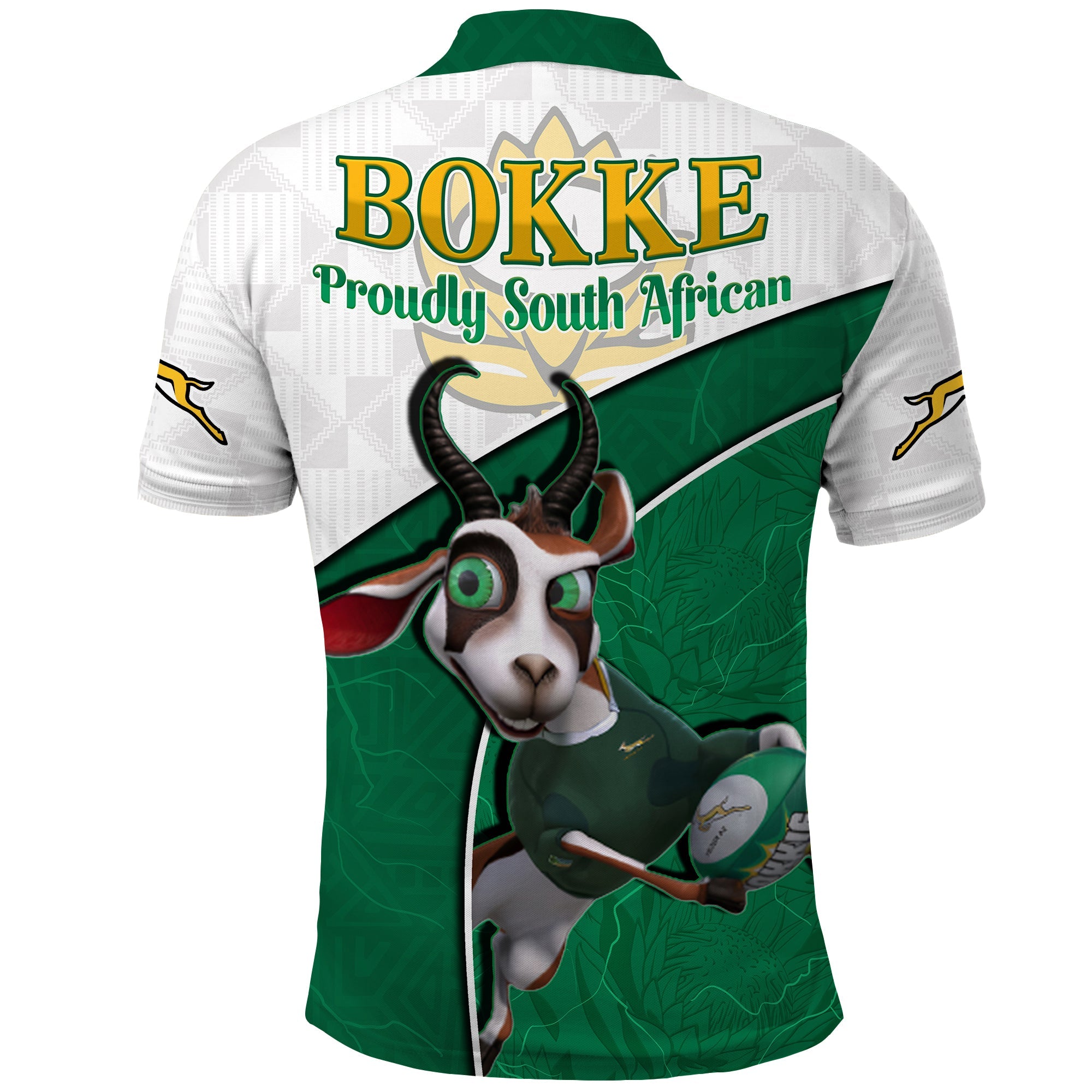 (Custom Personalised) South Africa Rugby Polo Shirt Proudly Springboks Cartoon Bokke African Pattern - Vibe Hoodie Shop