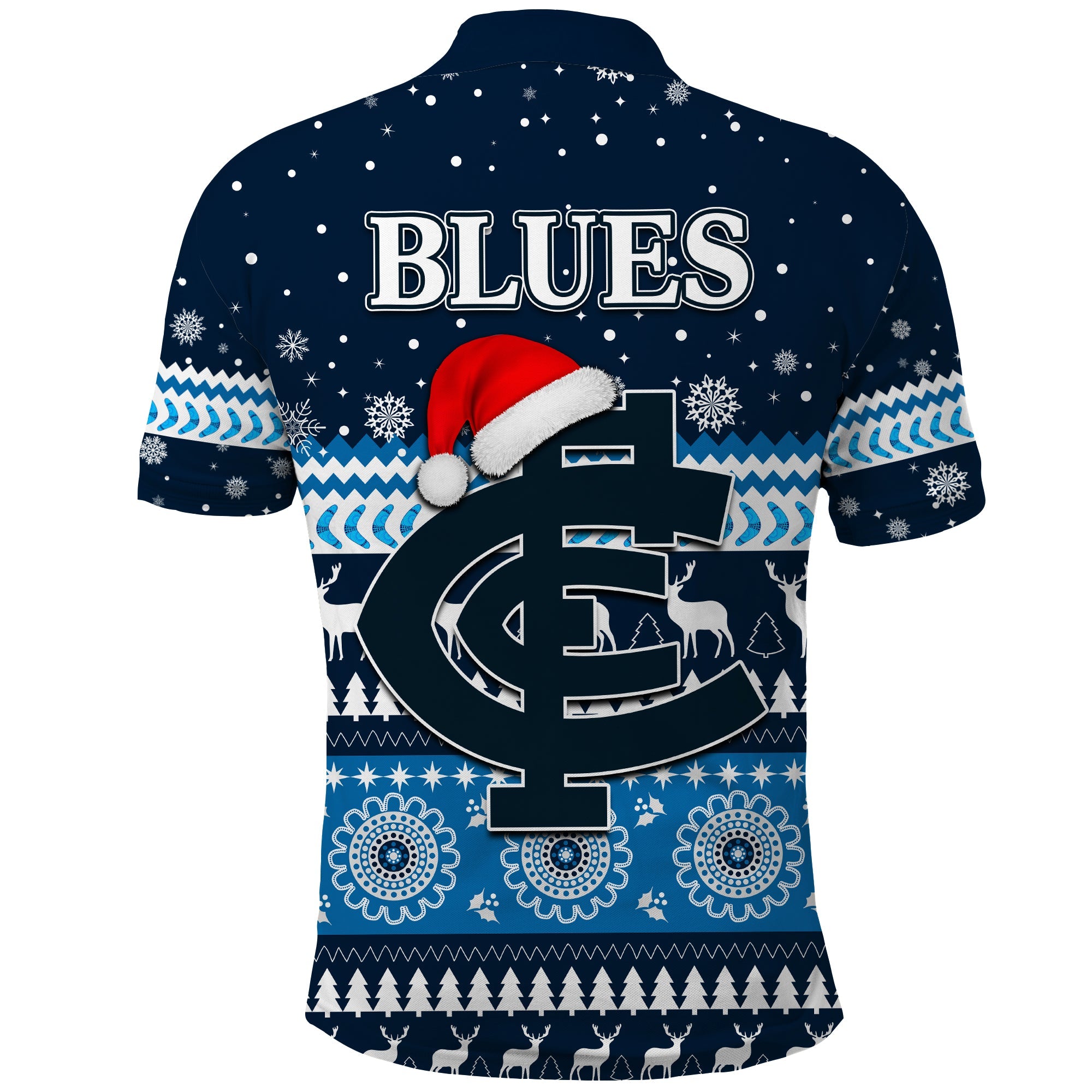 Blues Football Polo Shirt Christmas Carlton - Vibe Hoodie Shop