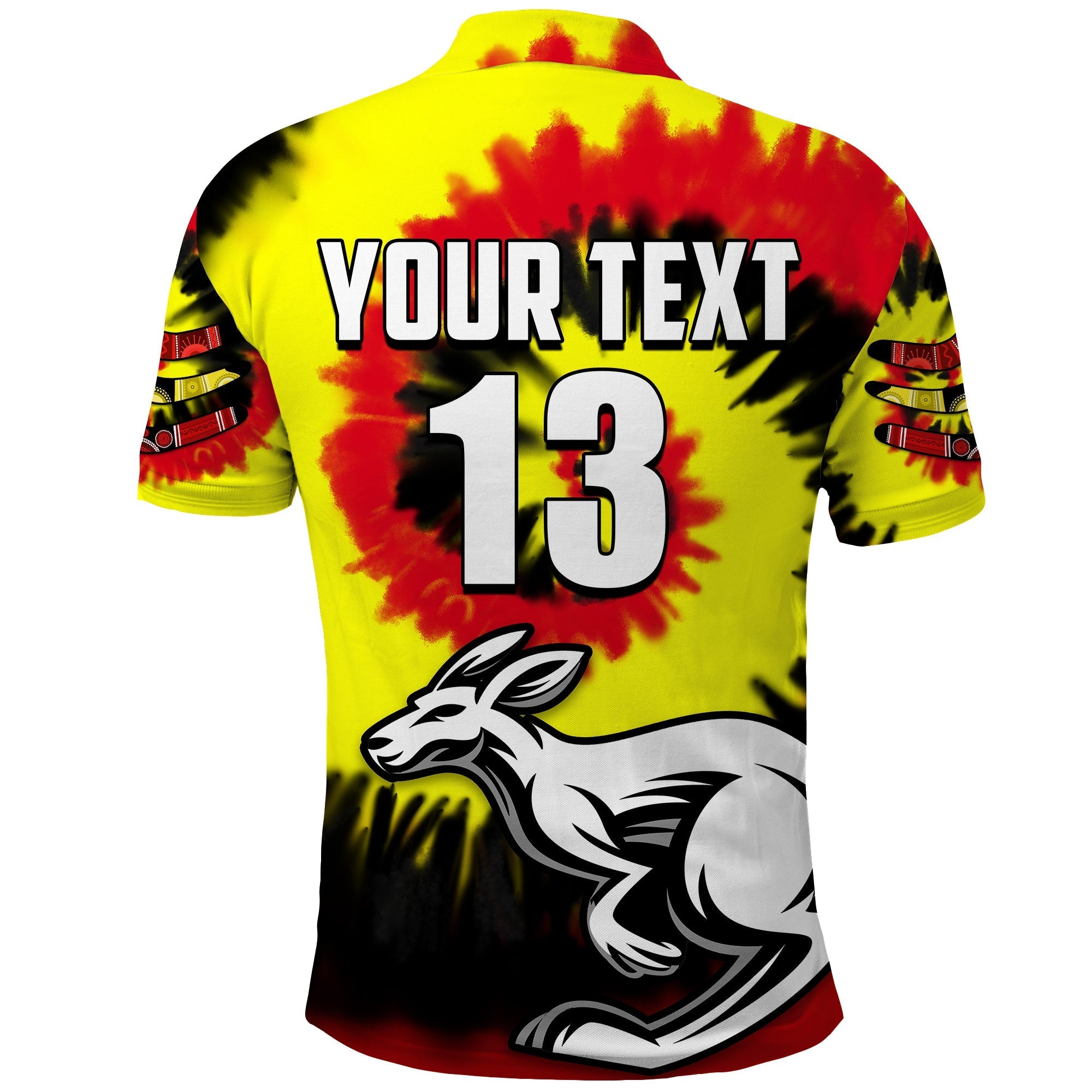 (Custom Text and Number) Australia Aboriginal Polo Shirt Colorful Tie Dye - Vibe Hoodie Shop