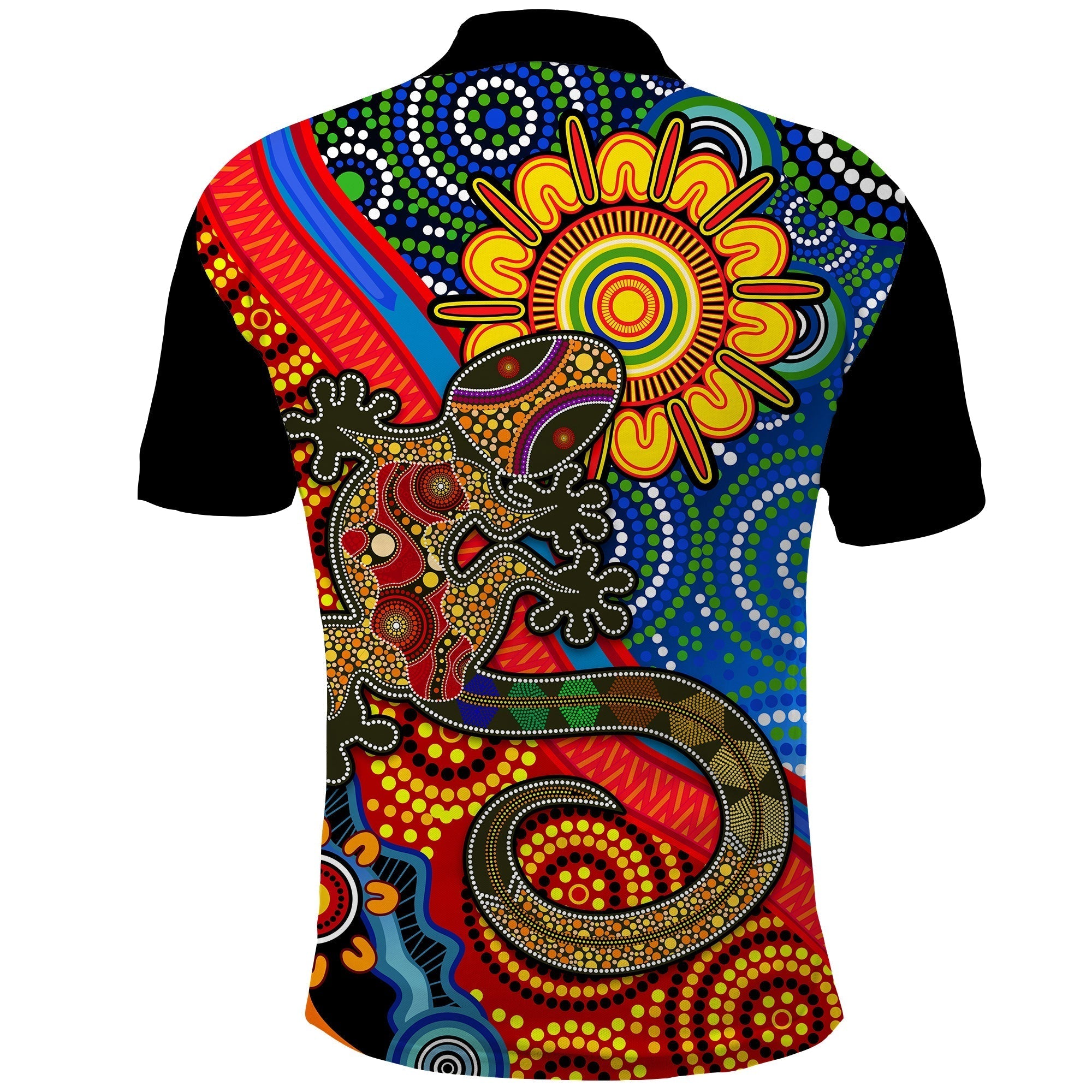 Australia Lizard and Sun Polo Shirt Aboriginal Art Speical - Vibe Hoodie Shop