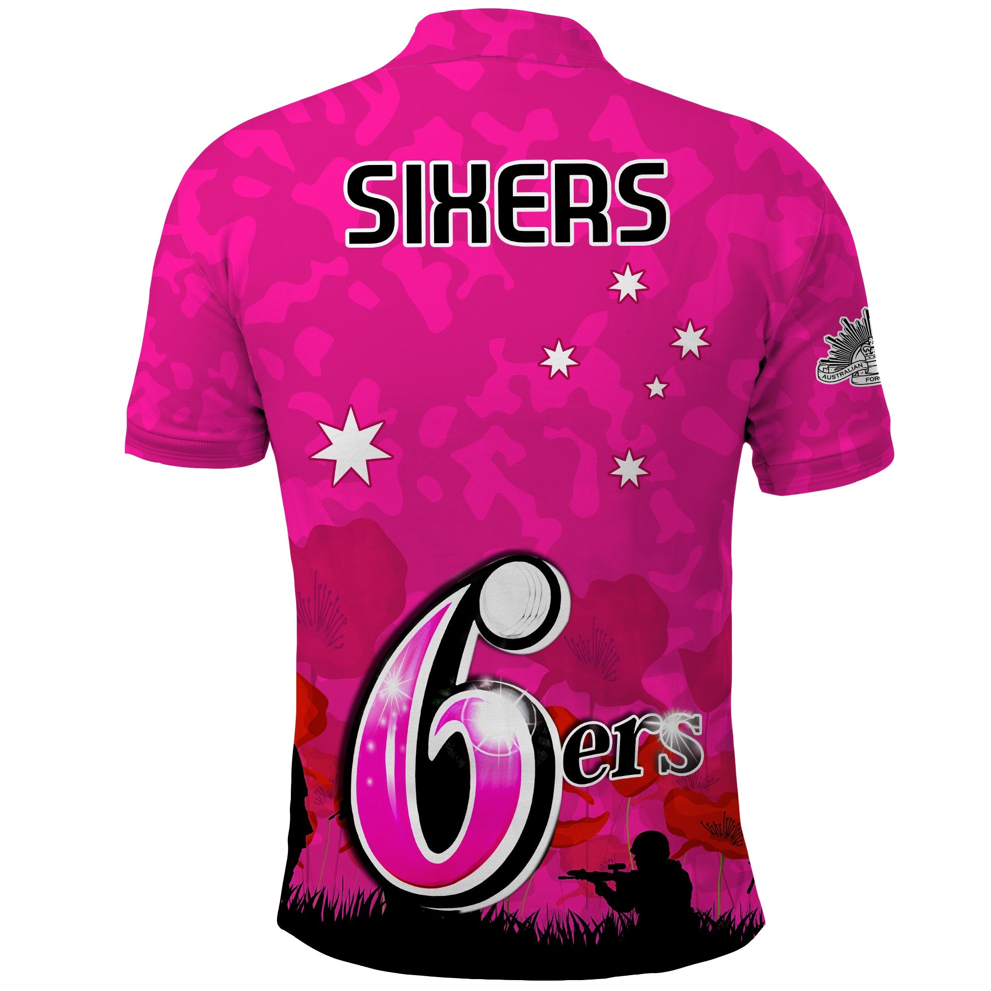 Sydney Sixers Cricket Polo Shirt Anzac Day Camouflage Poppy Lest We Forget - Vibe Hoodie Shop