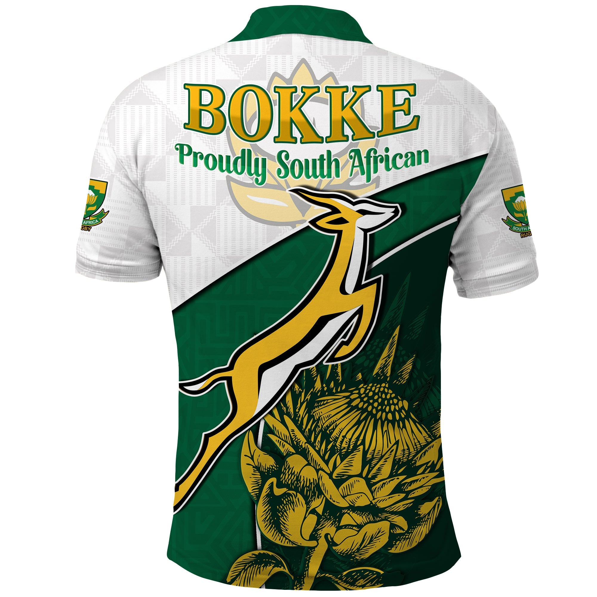 (Custom Personalised) South Africa Rugby Polo Shirt King Protea Proudly Springboks - Vibe Hoodie Shop