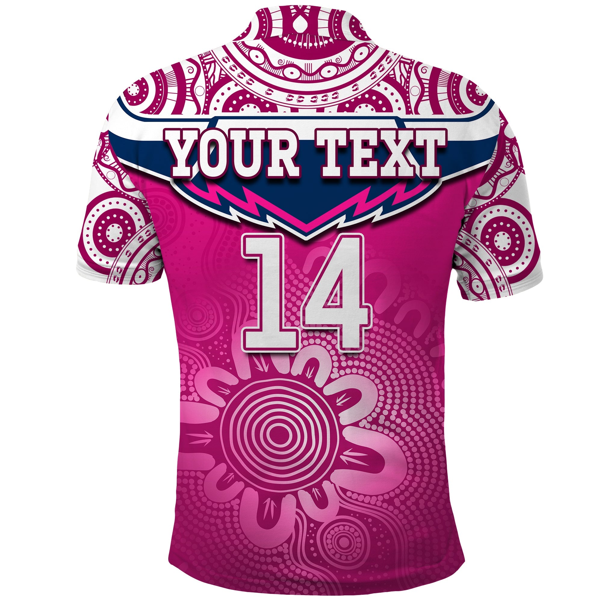 (Custom Text And Number) Cowboys Rugby Polo Shirt Aboriginal Pattern Pink Version - Vibe Hoodie Shop