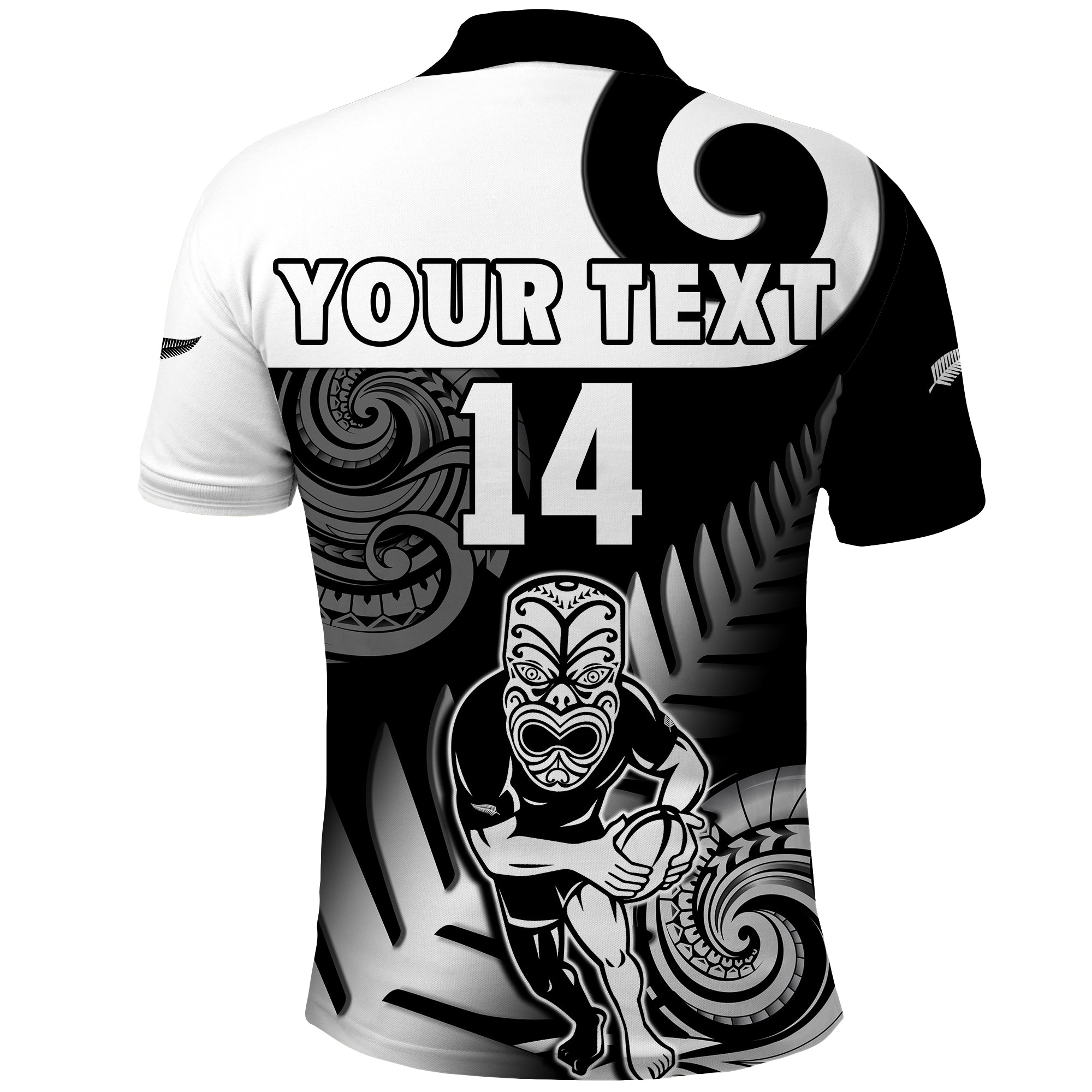 Custom Text And Number New Zealand Silver Fern Rugby Polo Shirt All Black Maori Koru - Vibe Hoodie Shop