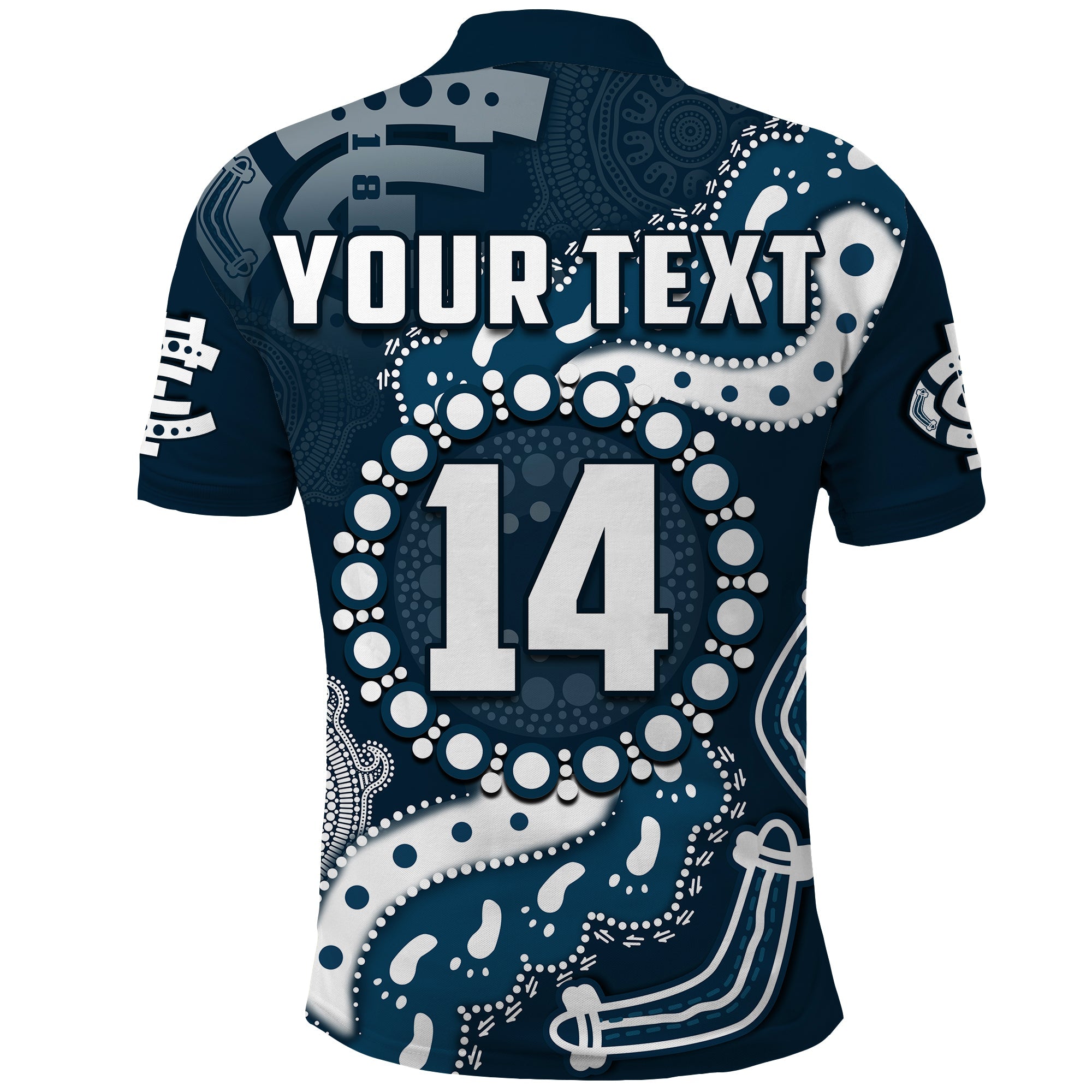 (Custom Text And Number) Carlton Football Polo Shirt Blues 1864 Boomerang Indigenous Artsy - Vibe Hoodie Shop