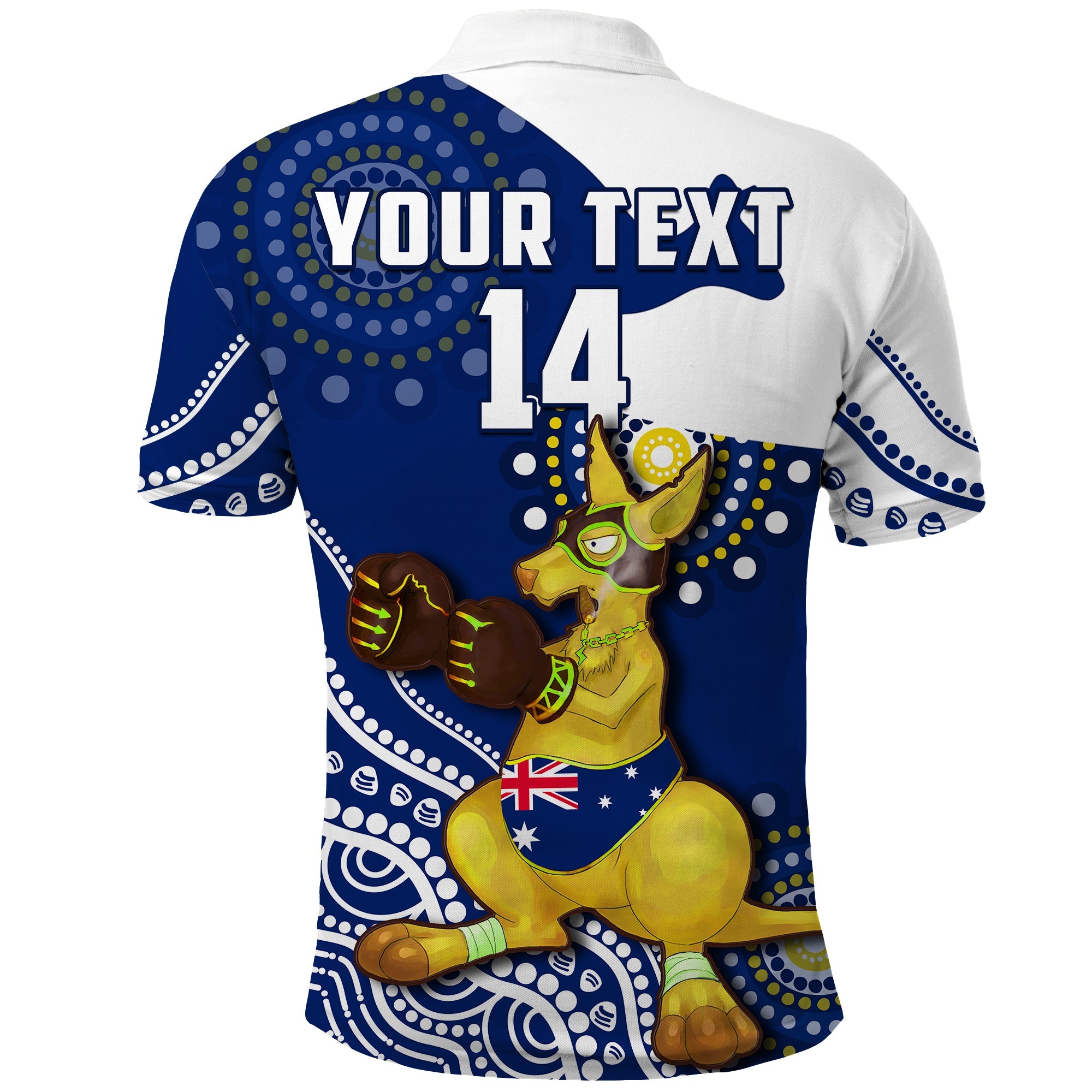 (Custom Text And Number) Australia Polo Shirt Boxing Kangaroo Indigenous Flag Color Art - Vibe Hoodie Shop