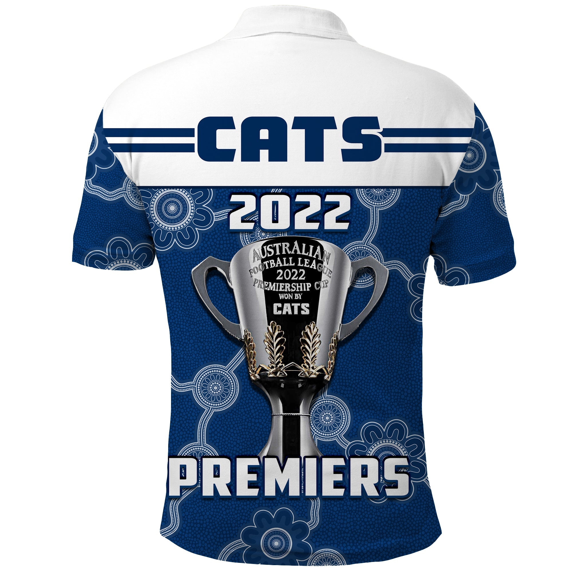 Cats Football Polo Shirt Geelong Premiers 2022 Aboriginal - Vibe Hoodie Shop