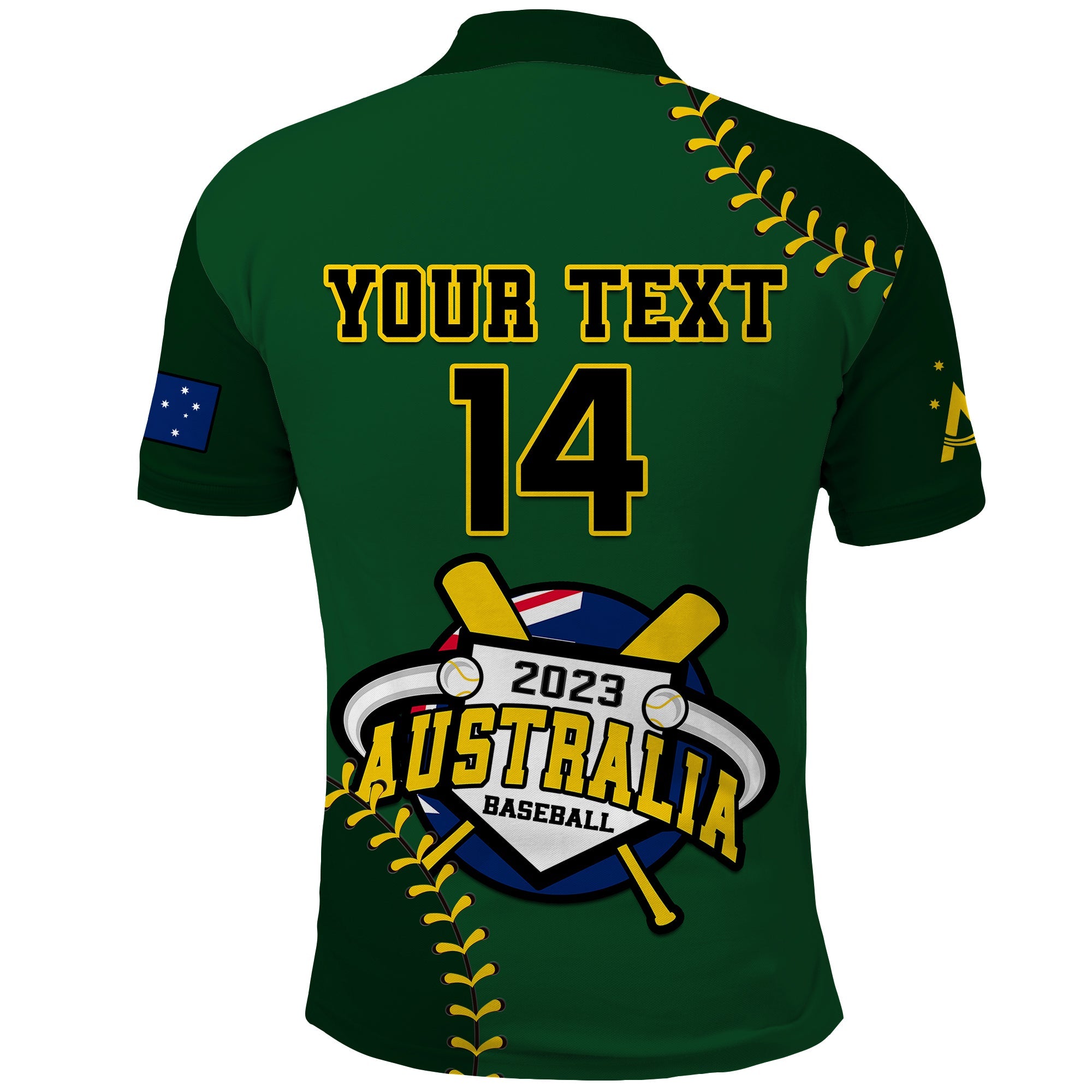 (Custom Text And Number) Australia Baseball 2023 Polo Shirt Go Aussie - Vibe Hoodie Shop