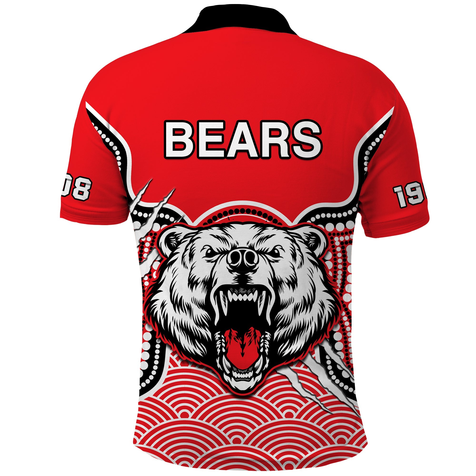 North Sydney Rugby Polo Shirt Bears 1908 Indigenous Pattern - Vibe Hoodie Shop