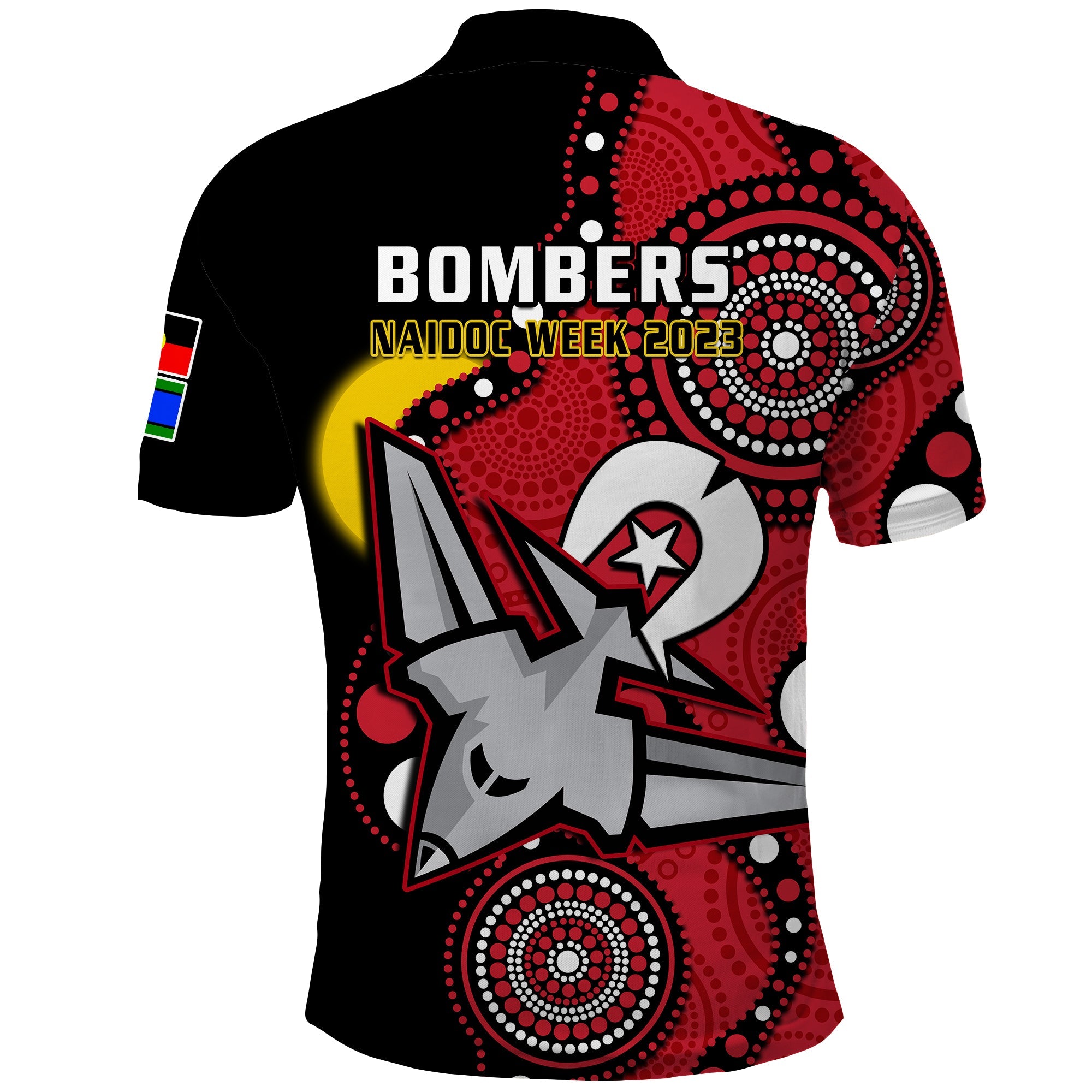 Essendon Football NAIDOC 2023 Polo Shirt Bombers For Our Elders Indigenous Art - Vibe Hoodie Shop