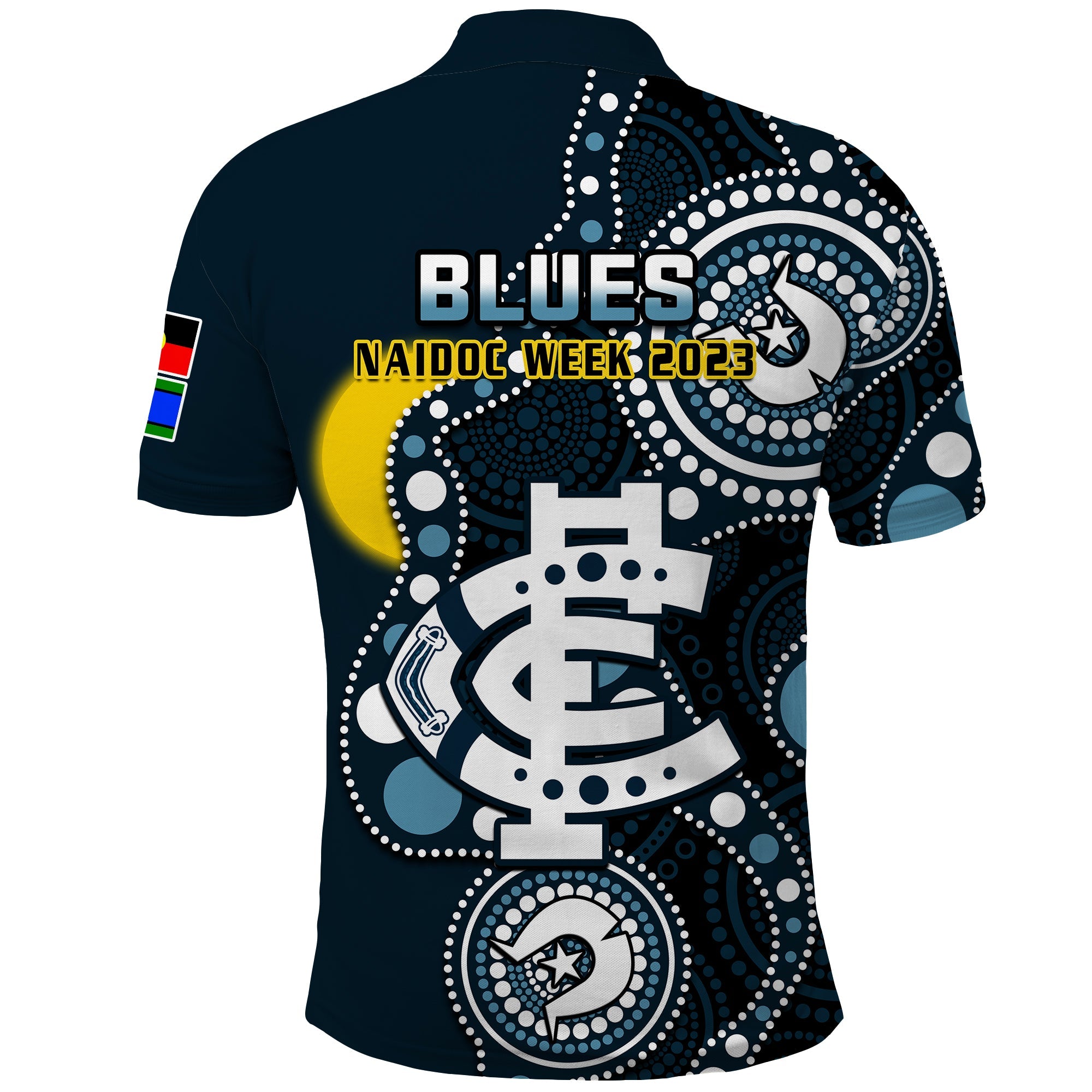 Carlton Football NAIDOC 2023 Polo Shirt Blues For Our Elders Indigenous Art - Vibe Hoodie Shop