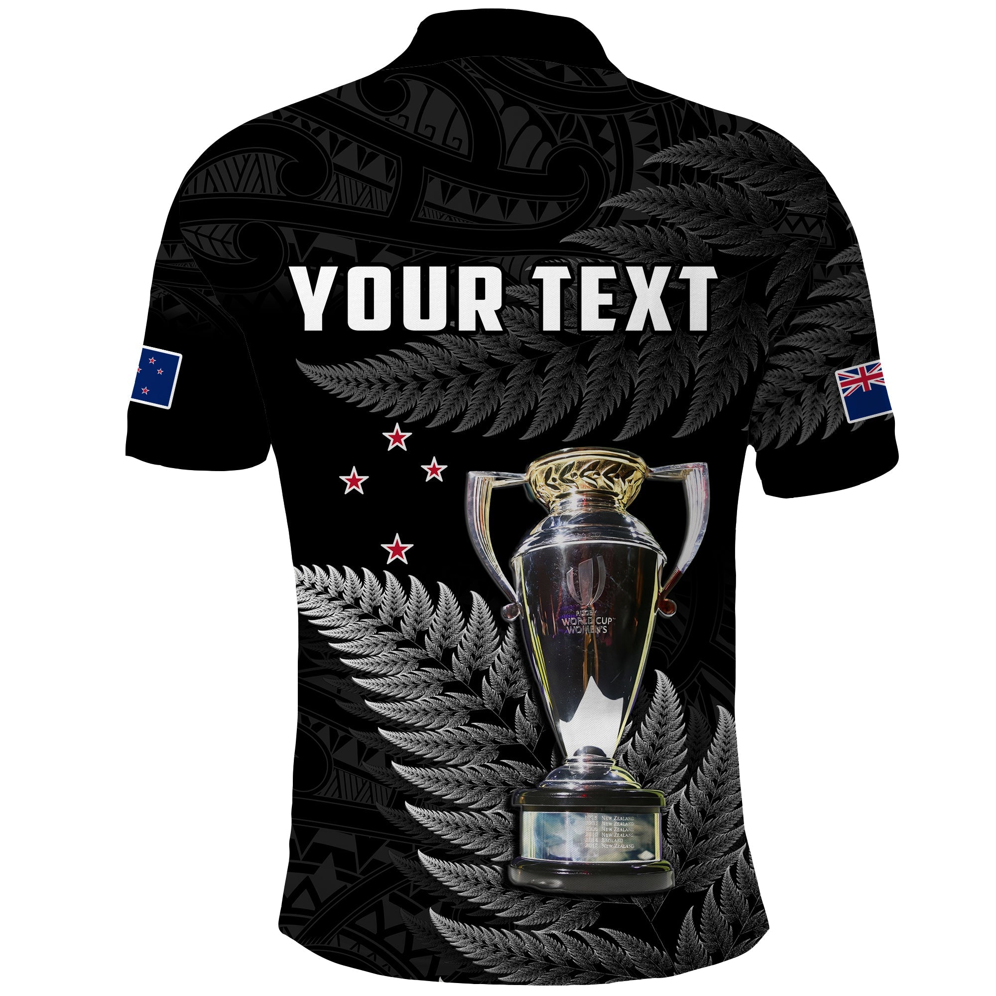 (Custom Personalised) New Zealand 2022 Rugby Polo Shirt Black Fern Proud Champions RWC - Vibe Hoodie Shop