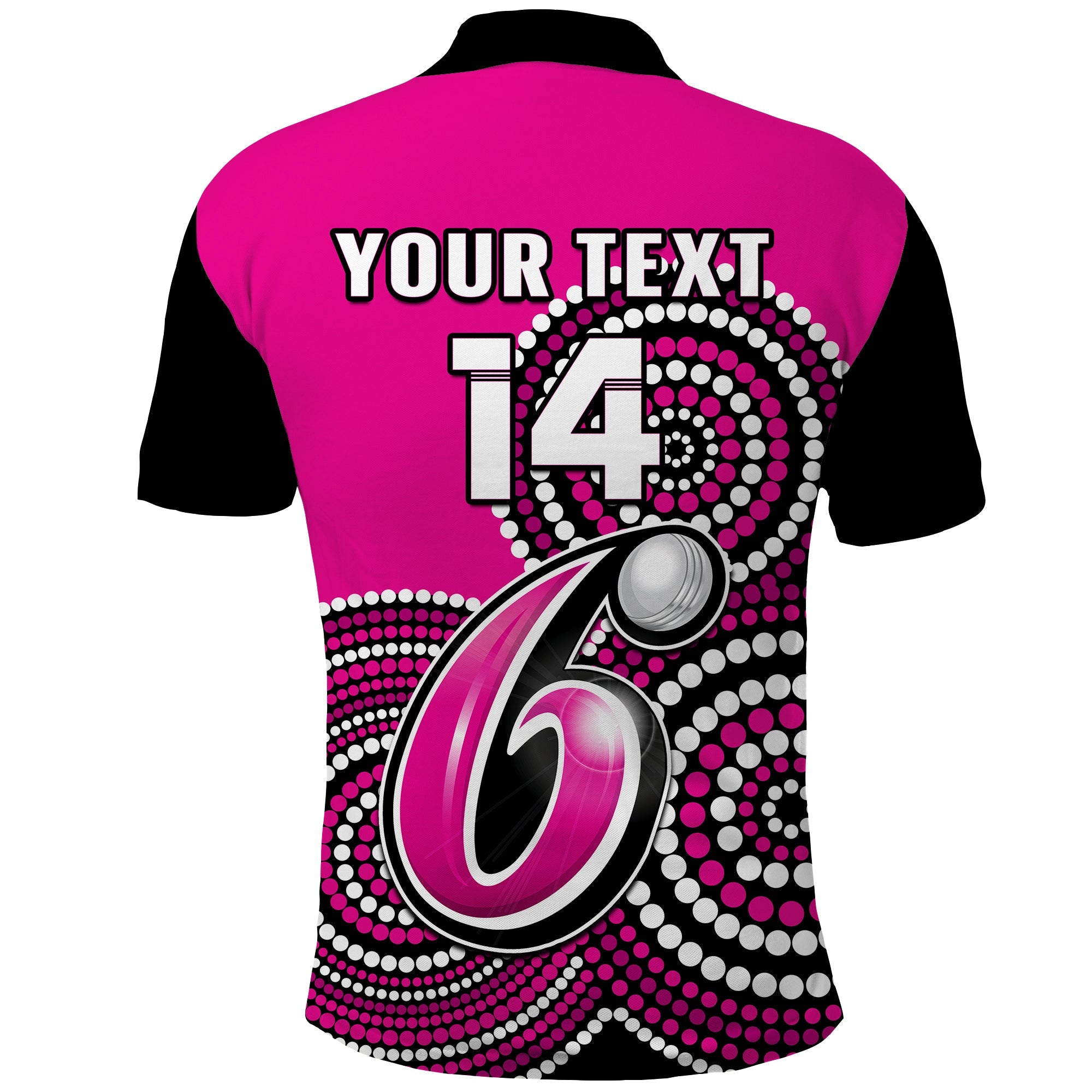 (Custom Text And Number) Sydney Sixers Cricket Polo Shirt Champions BBL12 Proud Indigenous Art - Vibe Hoodie Shop