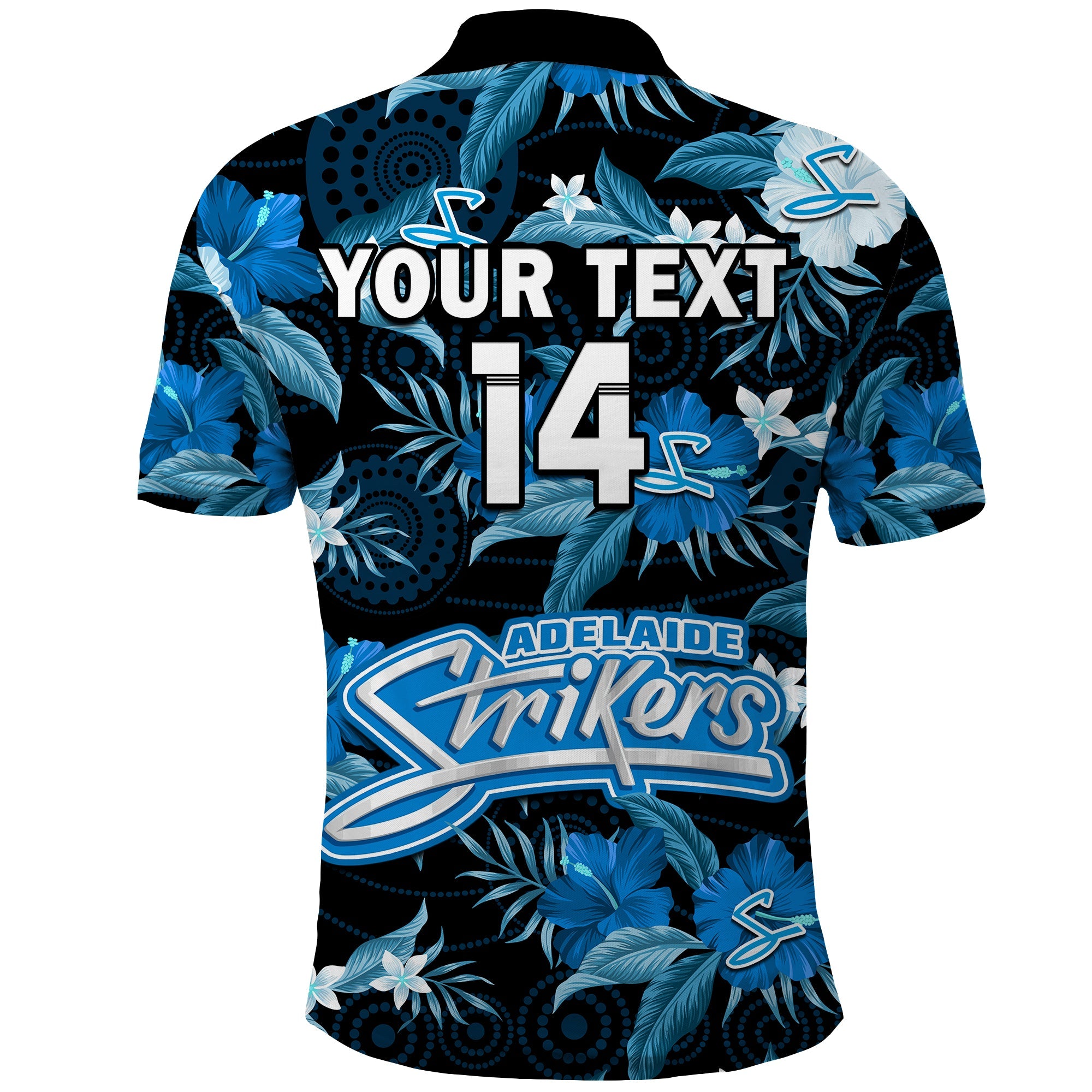 (Custom Text And Number) Adelaide Strikers Cricket Polo Shirt Aboriginal Art Mix Tropical Flowers - Vibe Hoodie Shop