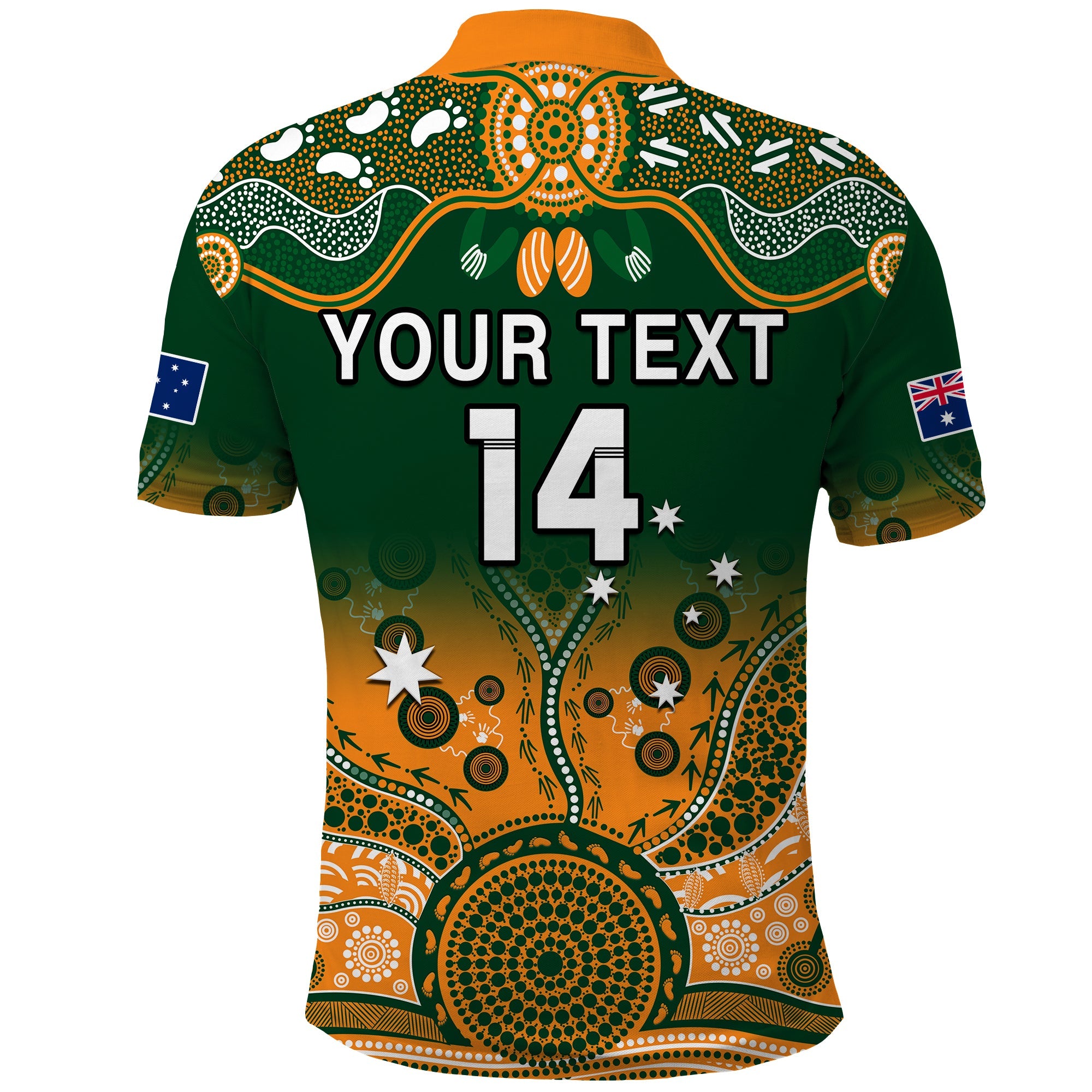 (Custom Text And Number) Australia Rugby Polo Shirt Aussie Sevens Green Indigenous - Vibe Hoodie Shop