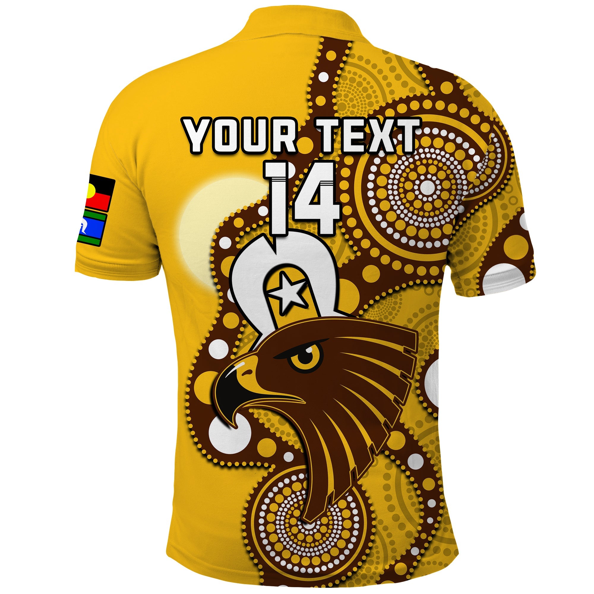 (Custom Text And Number) Hawthorn Football NAIDOC 2023 Polo Shirt Hawks For Our Elders Indigenous - Vibe Hoodie Shop