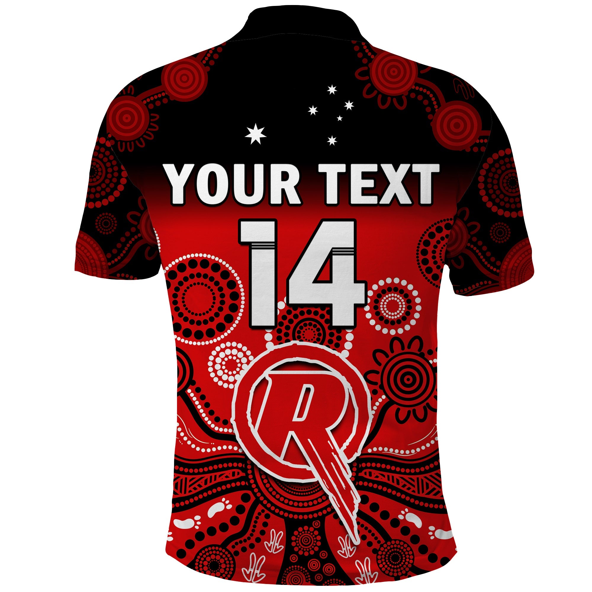 (Custom Text And Number) Renegades Cricket Polo Shirt Melbourne Gradient Aboriginal Art - Vibe Hoodie Shop