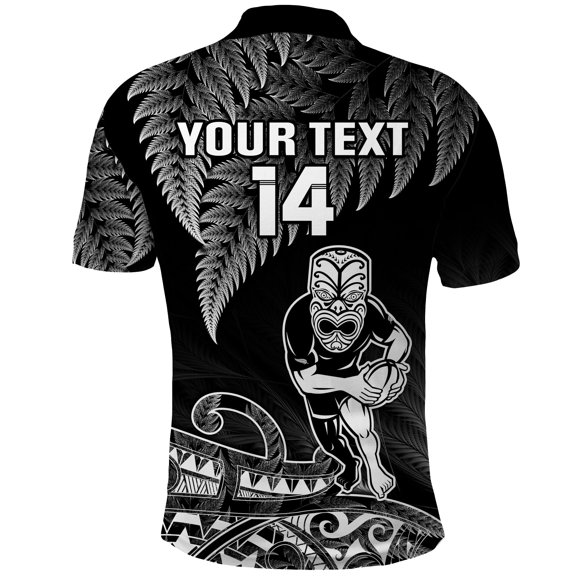 (Custom Text And Number) New Zealand Silver Fern Rugby Polo Shirt All Black Koru Maori - Vibe Hoodie Shop