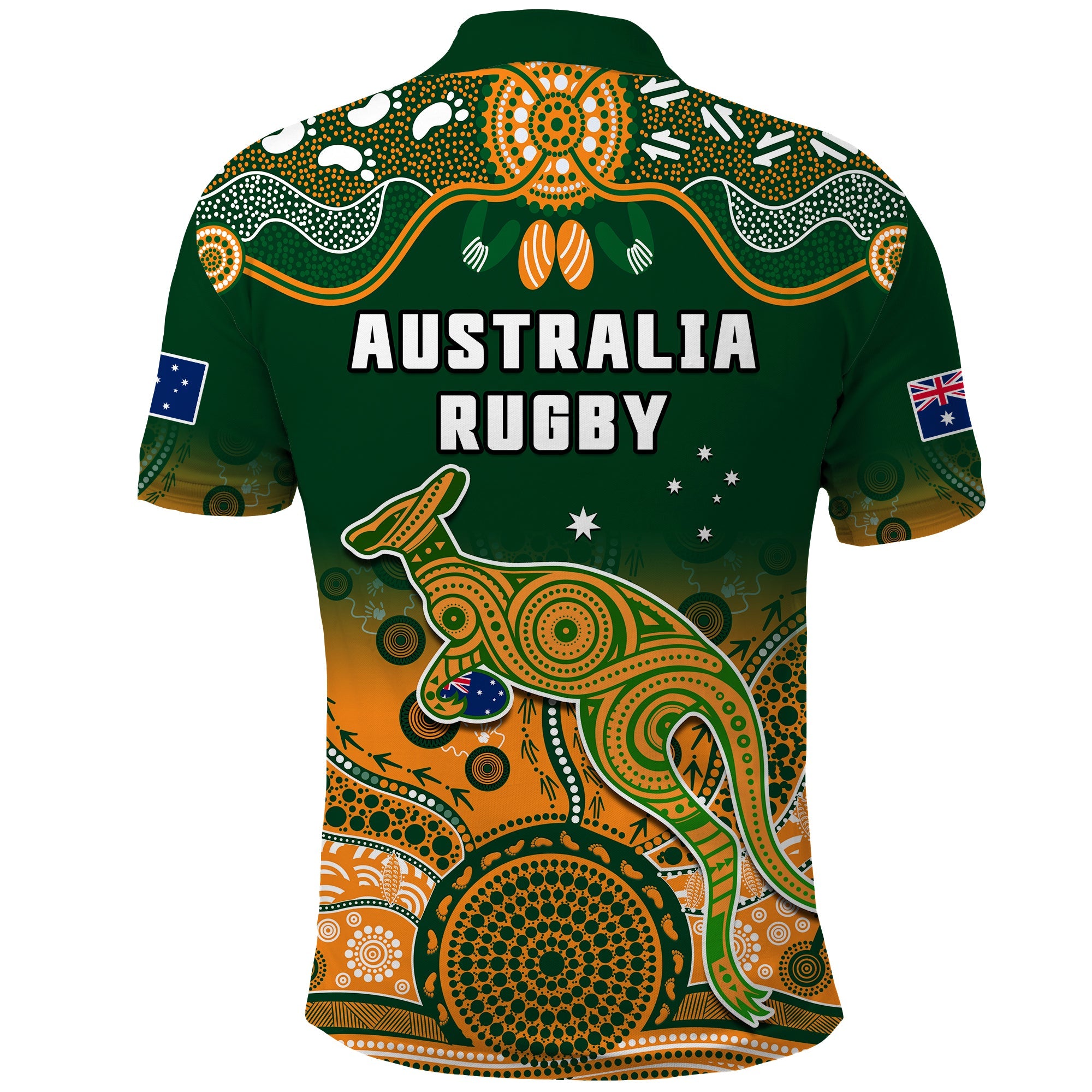 Australia Rugby Polo Shirt Wallabies Kangaroo Green Aboriginal - Vibe Hoodie Shop