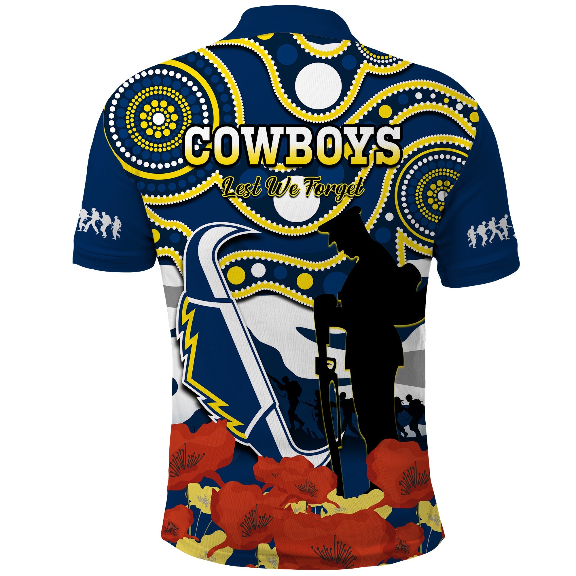 Cowboys Rugby ANZAC 2023 Polo Shirt Australian Army Aboriginal Lest We Forget - Vibe Hoodie Shop