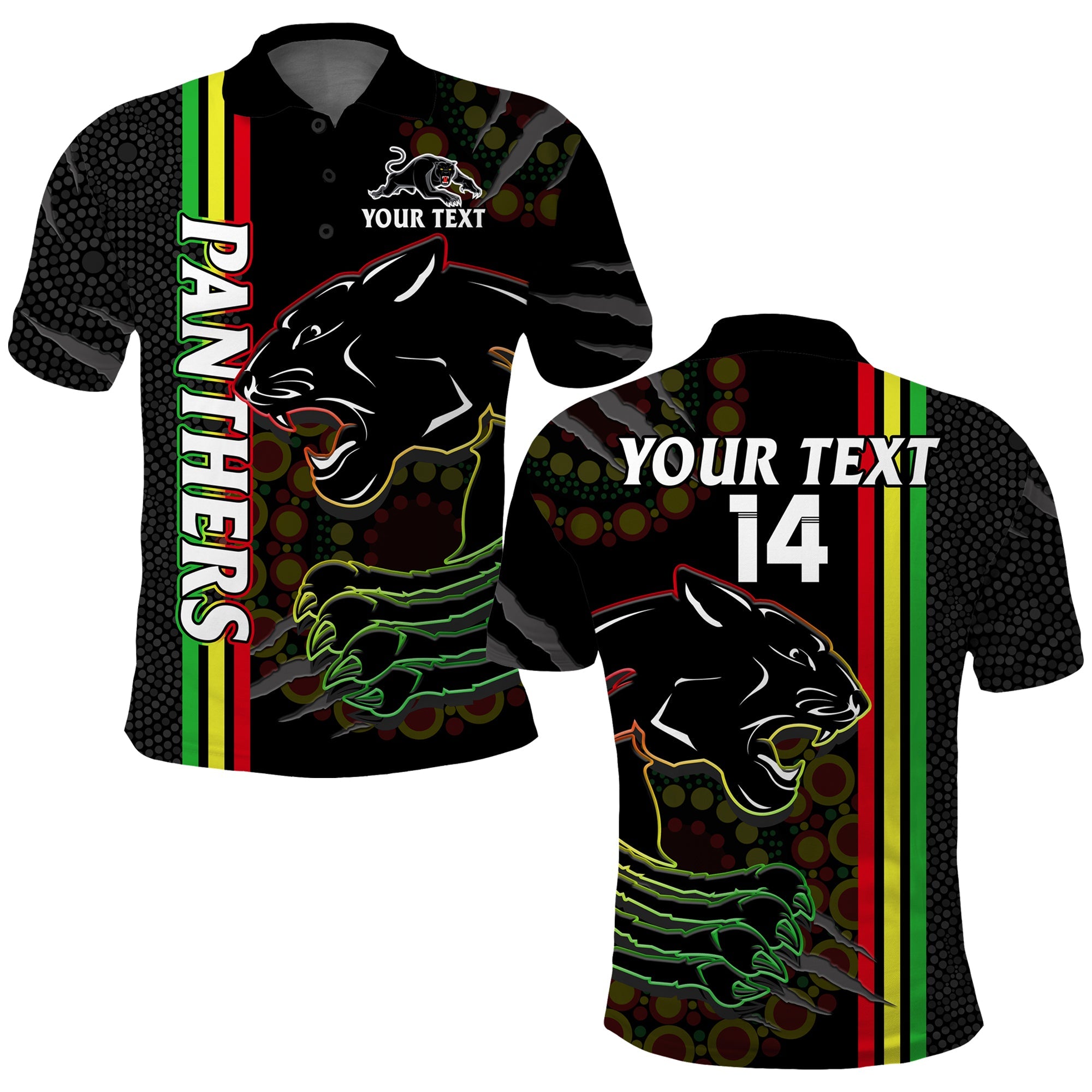 (Custom Text And Number) Panthers Rugby Polo Shirt The Mountain Men Aboriginal Art Dynamic - Vibe Hoodie Shop