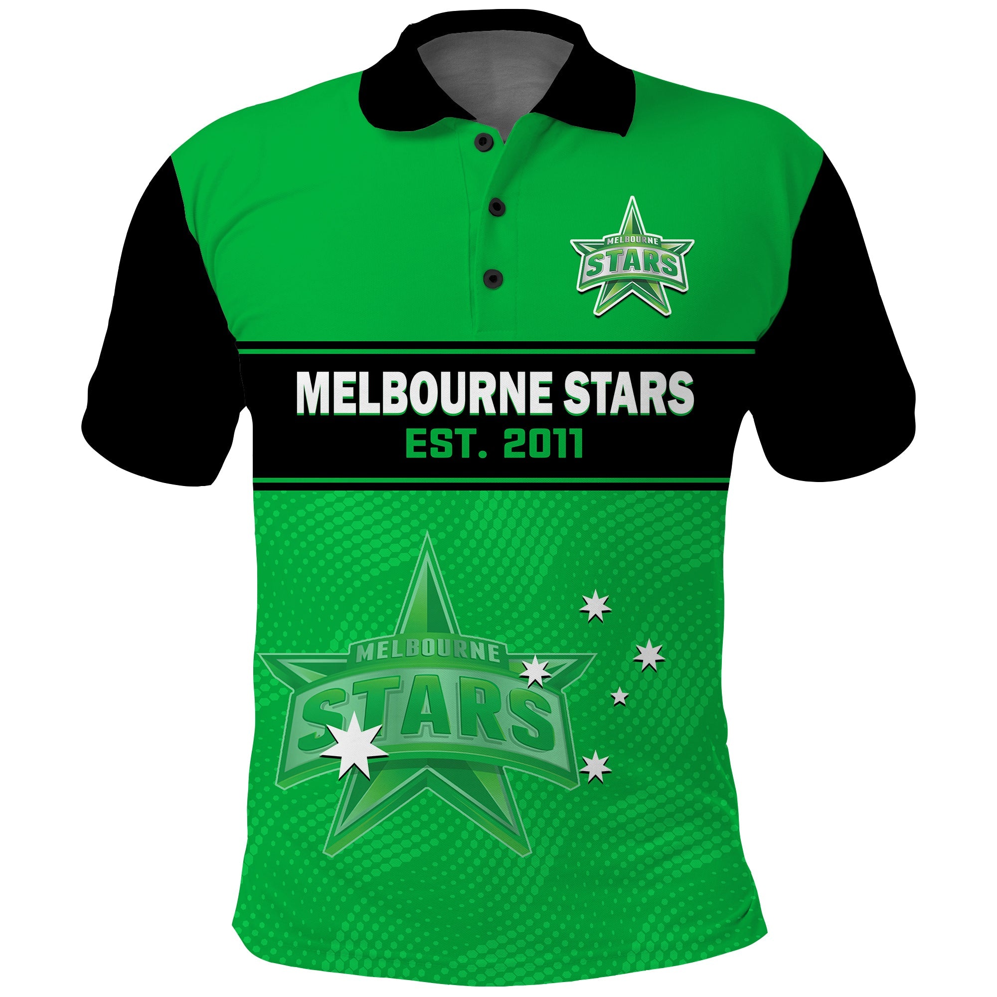 (Custom Text And Number) Melbourne Stars Cricket Polo Shirt Est 2011 Sporty - Vibe Hoodie Shop