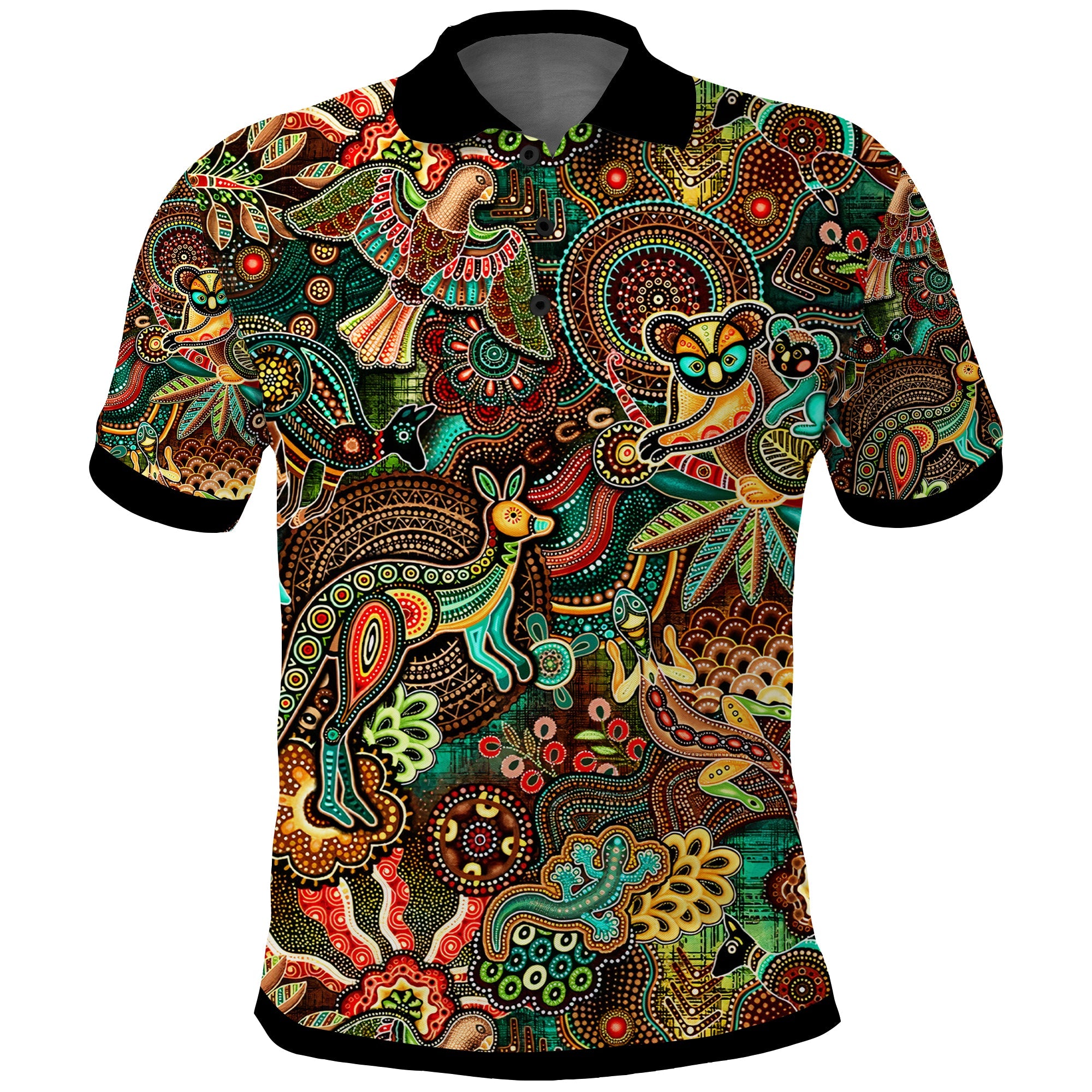 (Custom Personalised) Aussie Animal Aboriginal Art Polo Shirt Special Ver.01 - Vibe Hoodie Shop