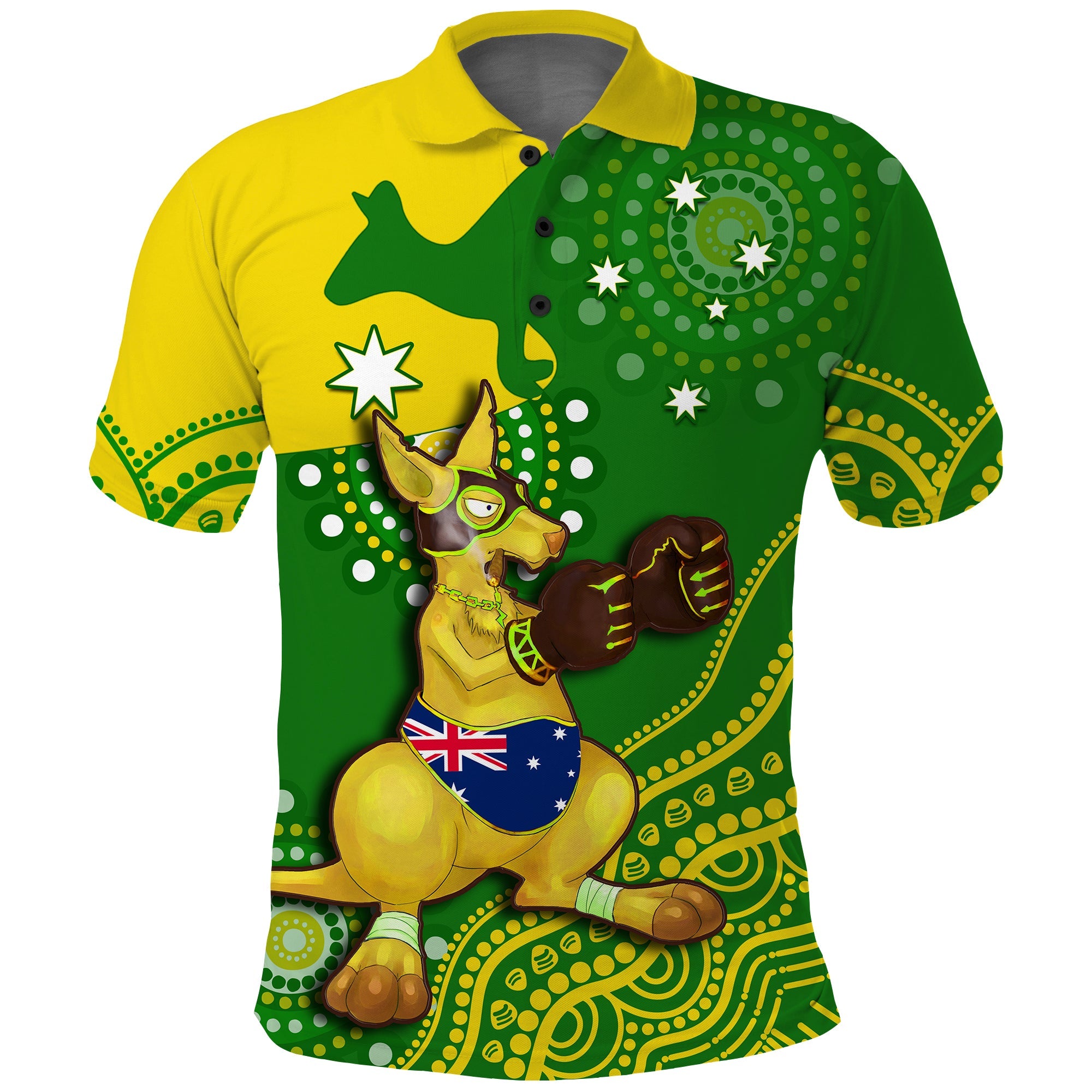 (Custom Text And Number) Australia Polo Shirt Boxing Kangaroo Indigenous National Color Art - Vibe Hoodie Shop