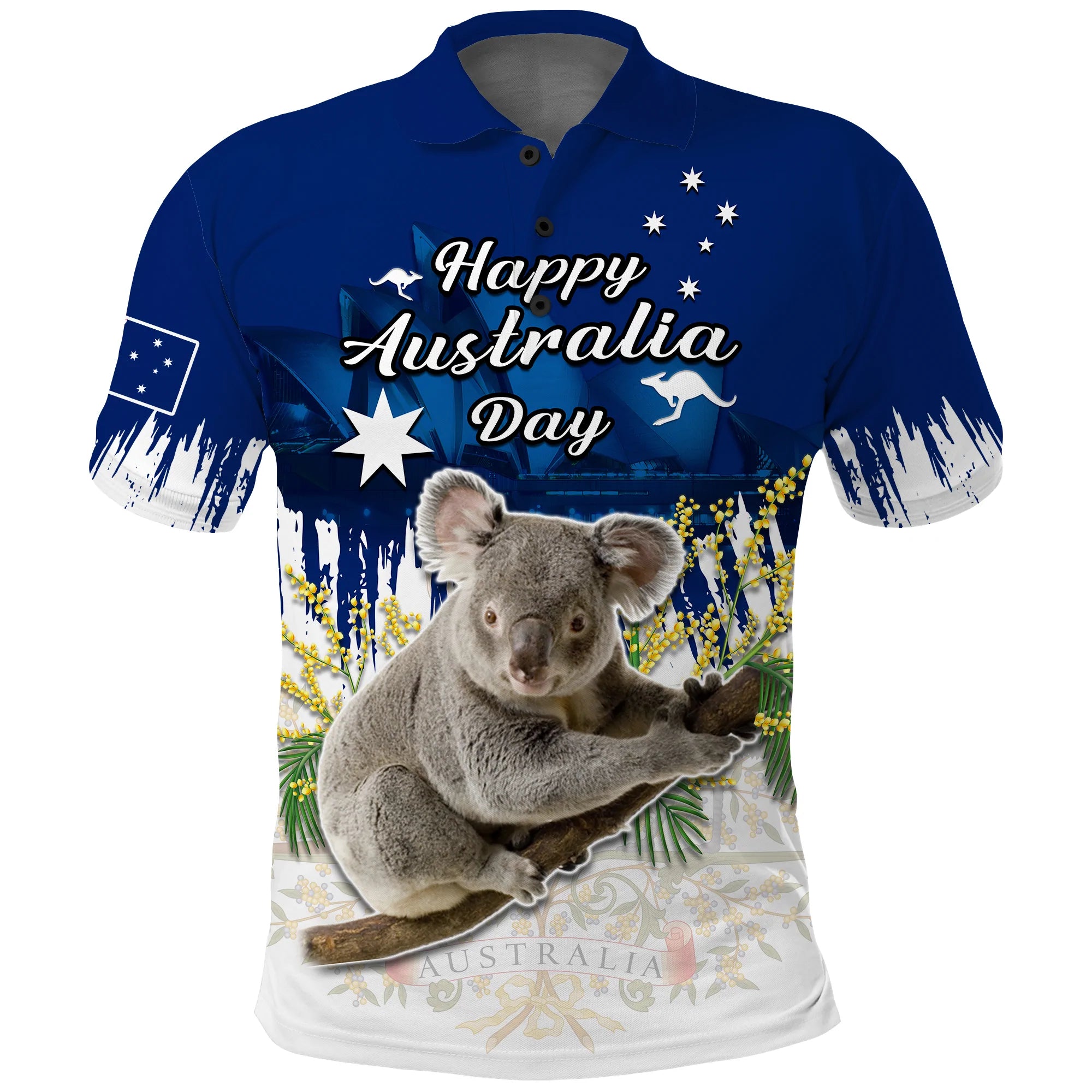 Australia Day Polo Shirt Koala Sydney Opera House Flag Color - Vibe Hoodie Shop