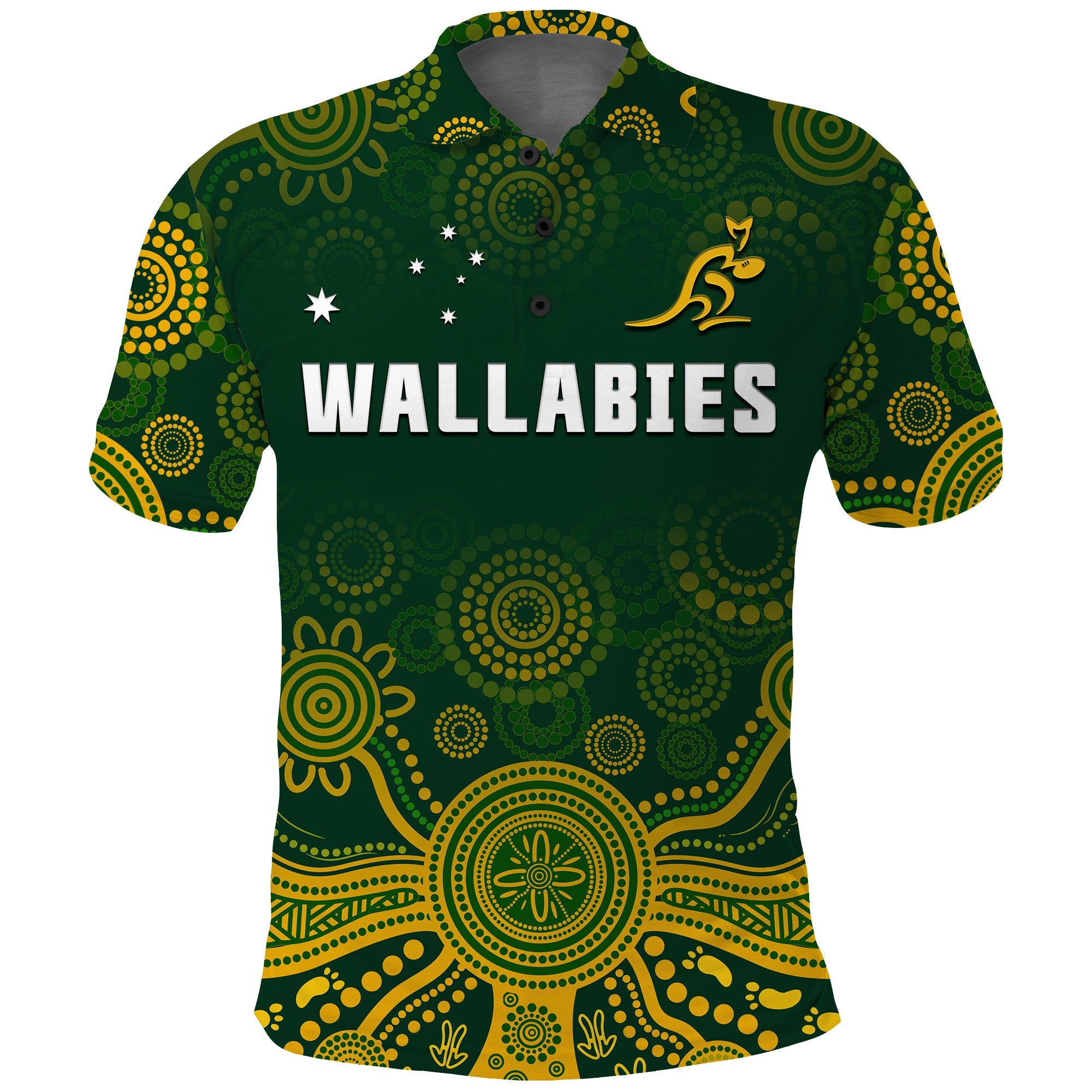 (Custom Text And Number) Australia 2022 Rugby Polo Shirt Wallabies Aboriginal Style - Vibe Hoodie Shop