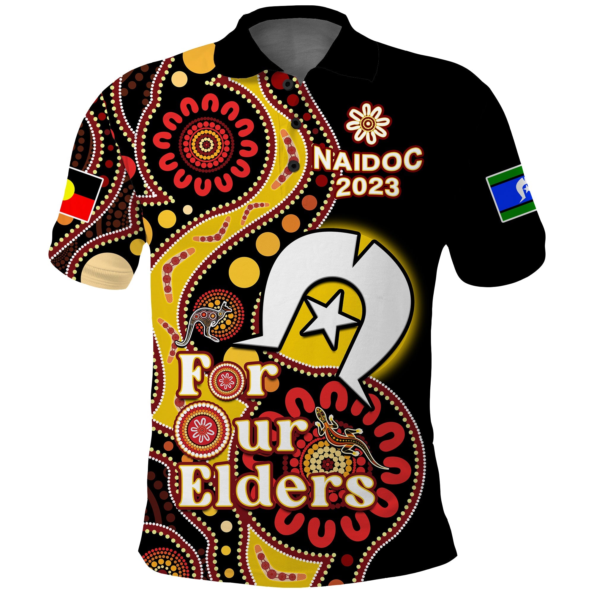 (Custom Text And Number) Australia NAIDOC Week 2023 Polo Shirt Indigenous For Our Elders - Vibe Hoodie Shop