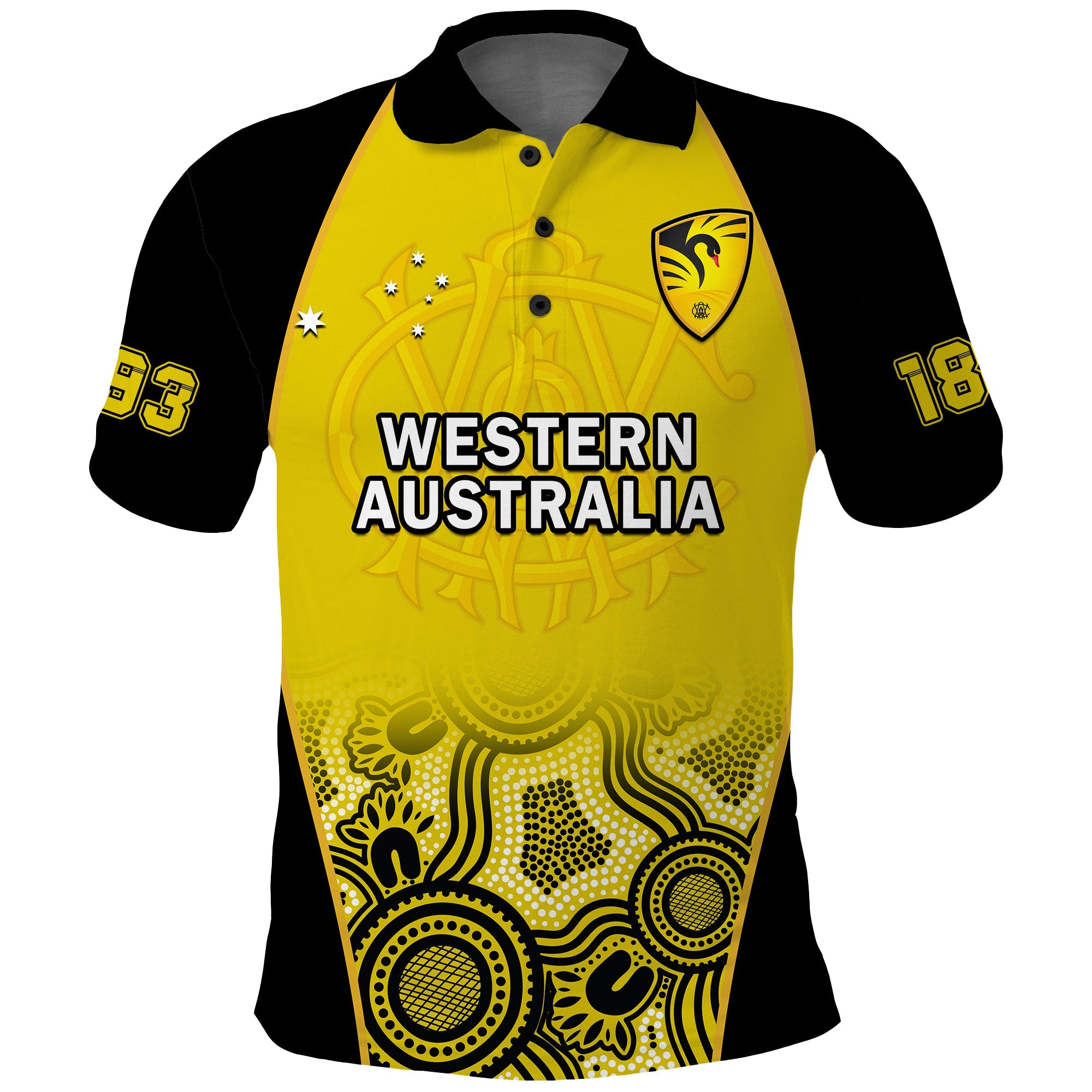 (Custom Text And Number) Western Australia Cricket 2023 Polo Shirt Warriors Sheffield Shield Indigenous - Vibe Hoodie Shop