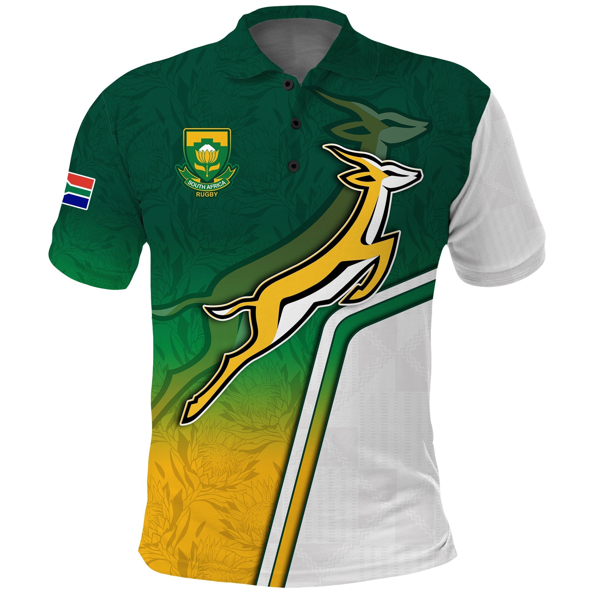 South Africa Rugby Polo Shirt Protea Flower Springboks Go Bokke - Vibe Hoodie Shop