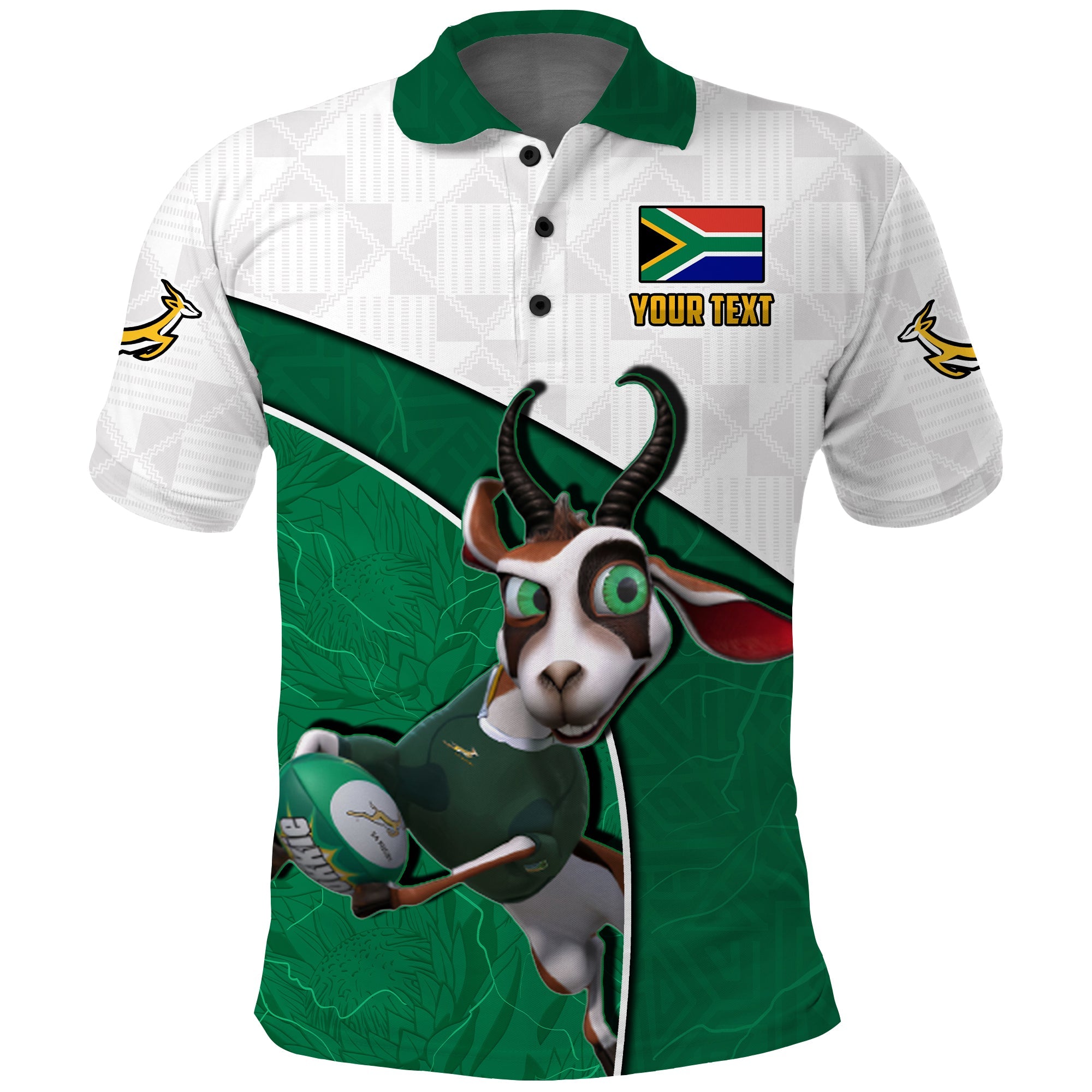 (Custom Personalised) South Africa Rugby Polo Shirt Proudly Springboks Cartoon Bokke African Pattern - Vibe Hoodie Shop